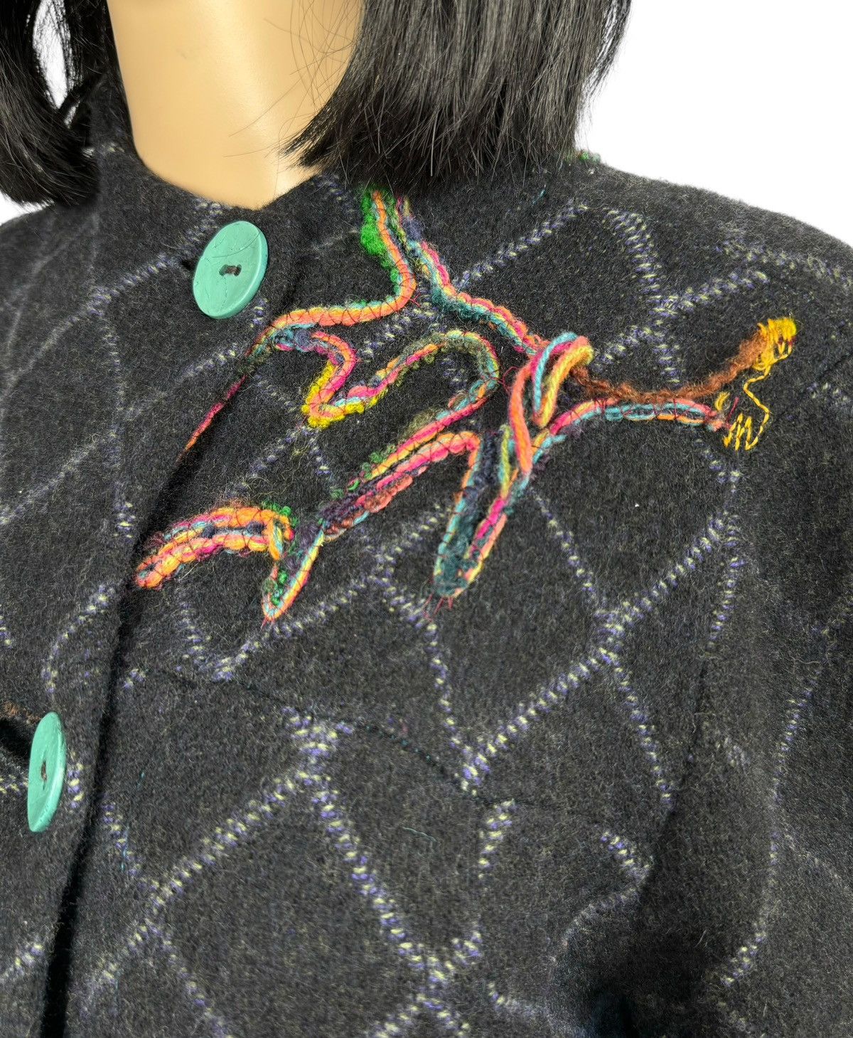 Designer Ivko Woman Wool Knit Coat Multicolor Embroidered size M Size M / US 6-8 / IT 42-44 - 8 Thumbnail