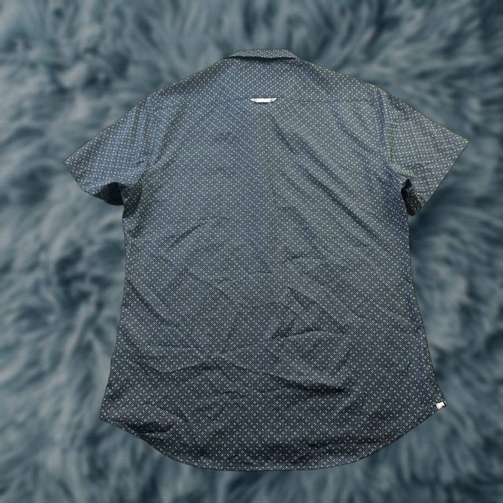 Vintage 7 Diamonds Shirt Mens Medium Blue 4 Way Stretch Geometric Button Up Size US M / EU 48-50 / 2 - 1 Thumbnail