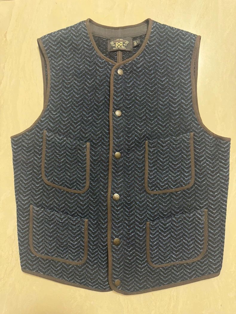 RRL Ralph Lauren RRL Ralph Lauren Blue dyed water ripple fisherman's vest Size US S / EU 44-46 / 1 - 1 Thumbnail