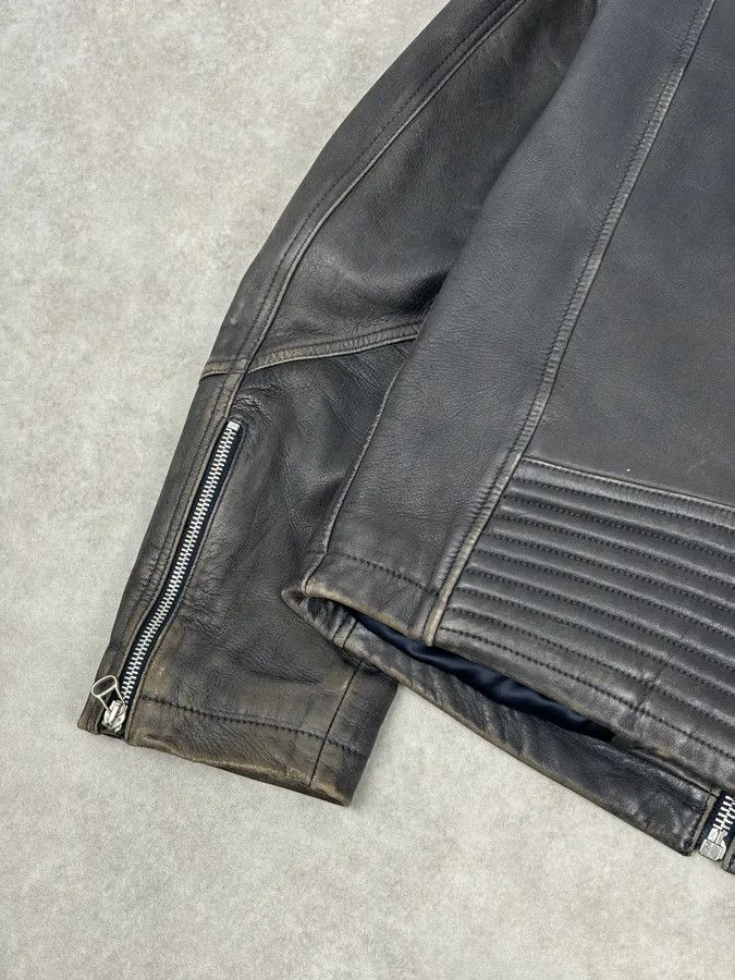 Hugo Boss Hugo Boss Plastron Relief Grey Eroded Leather Biker Jacket Size US M / EU 48-50 / 2 - 9 Thumbnail