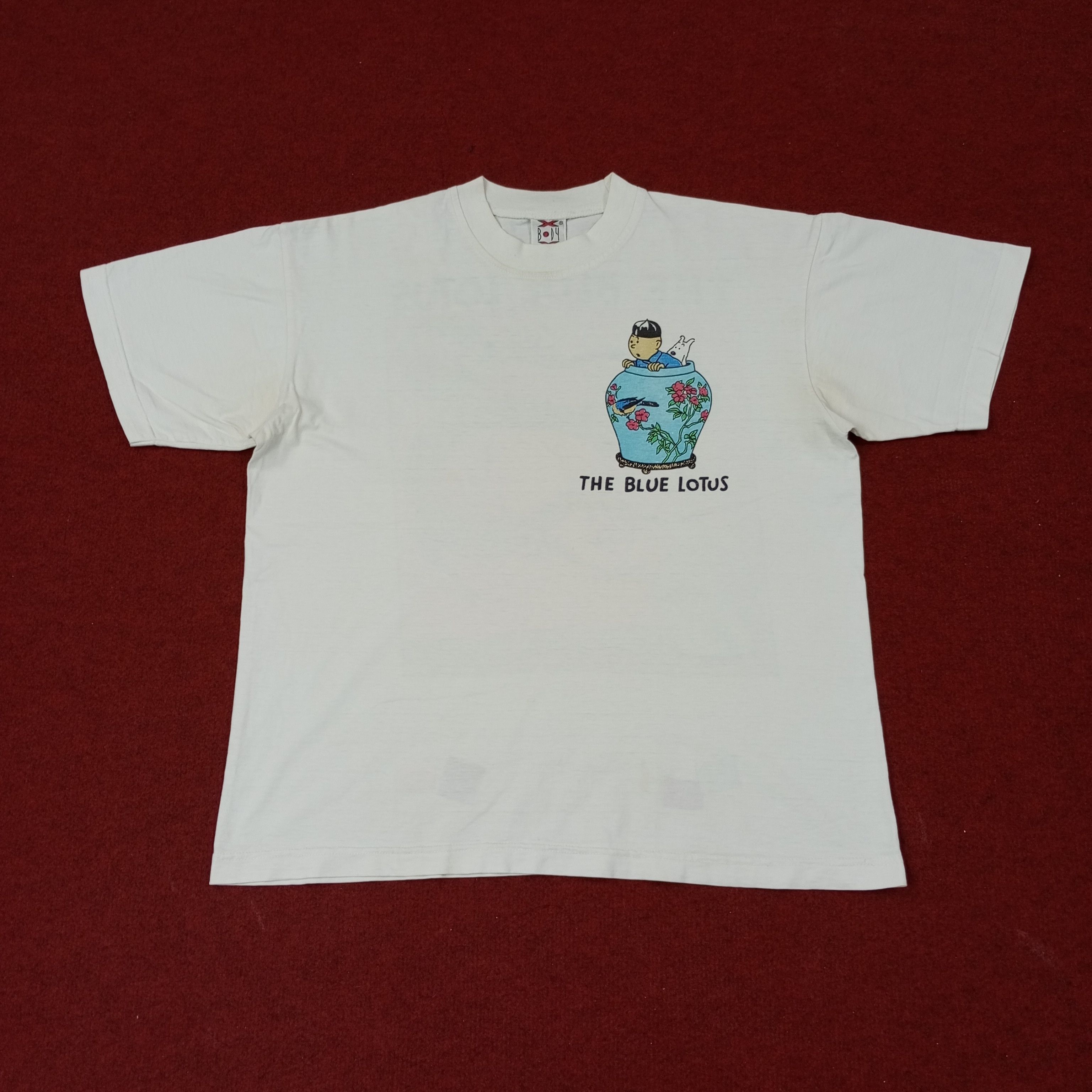 Vintage The Blue Lotus Tshirt Adventure Of Tintin c249n32 Size US L / EU 52-54 / 3 - 3 Thumbnail
