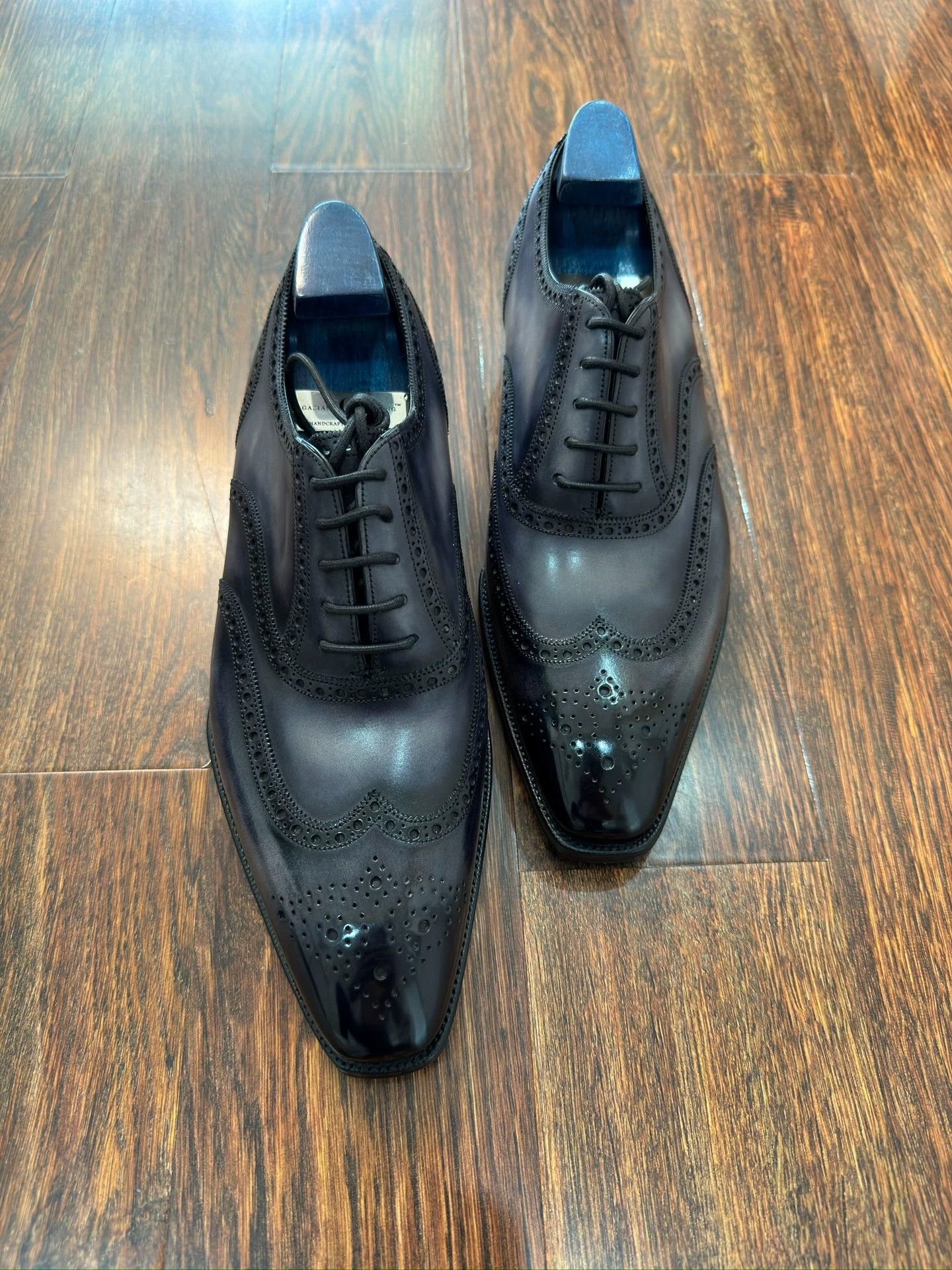 Gaziano & Girling GG Deco MTO UK7 7F Black-Gray Carved Burnished Oxford Size US 7 / EU 40 - 3 Thumbnail