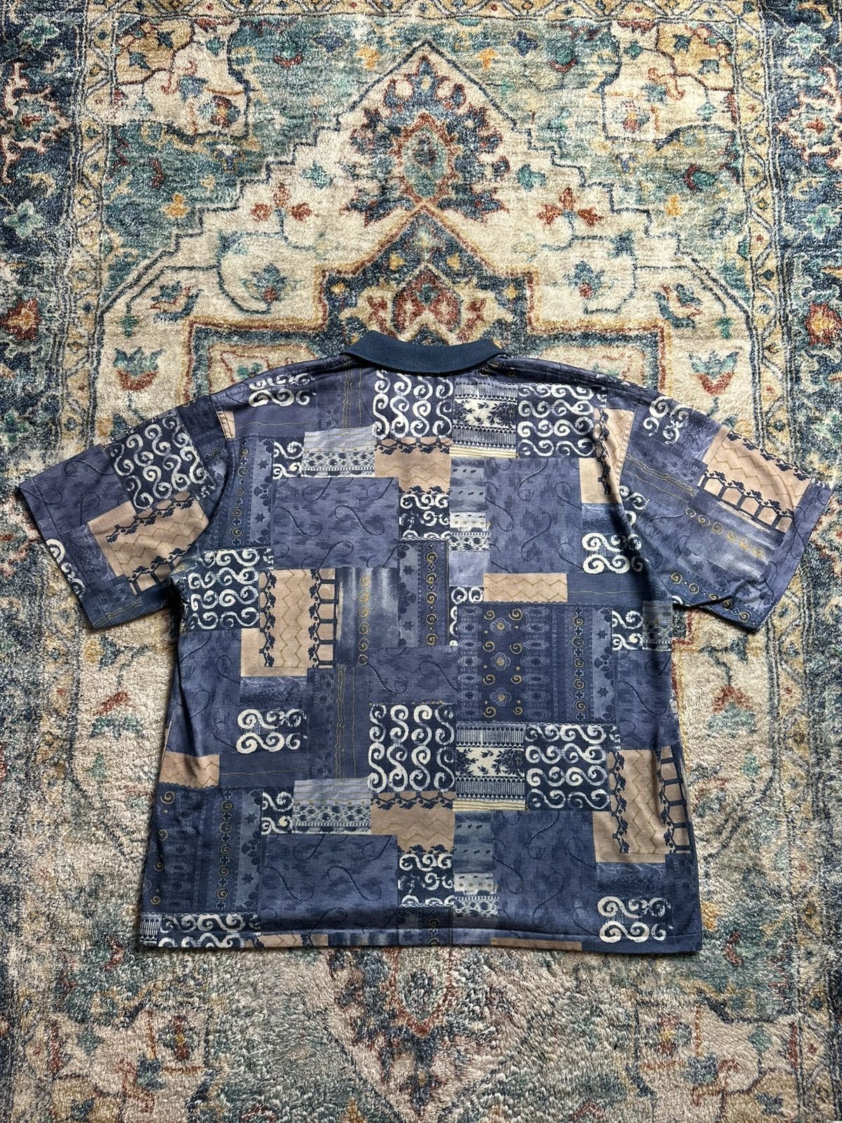 Vintage Vintage Shelby Abstract Patchwork Polo Shirt Size XL Size US XL / EU 56 / 4 - 2 Thumbnail