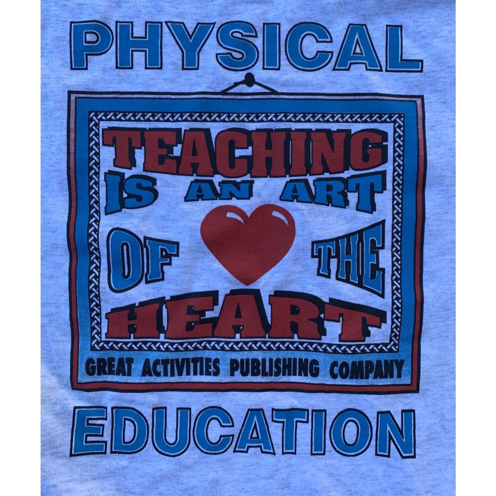 Vintage VINTAGE Screen Stars T-Shirt Physical Education TEACHING IS AN ART OF THE HEART Gray L Unisex 50/50 Cotton-Polyester Graphic Tee 1980s 1990s Size US L / EU 52-54 / 3 - 6 Thumbnail