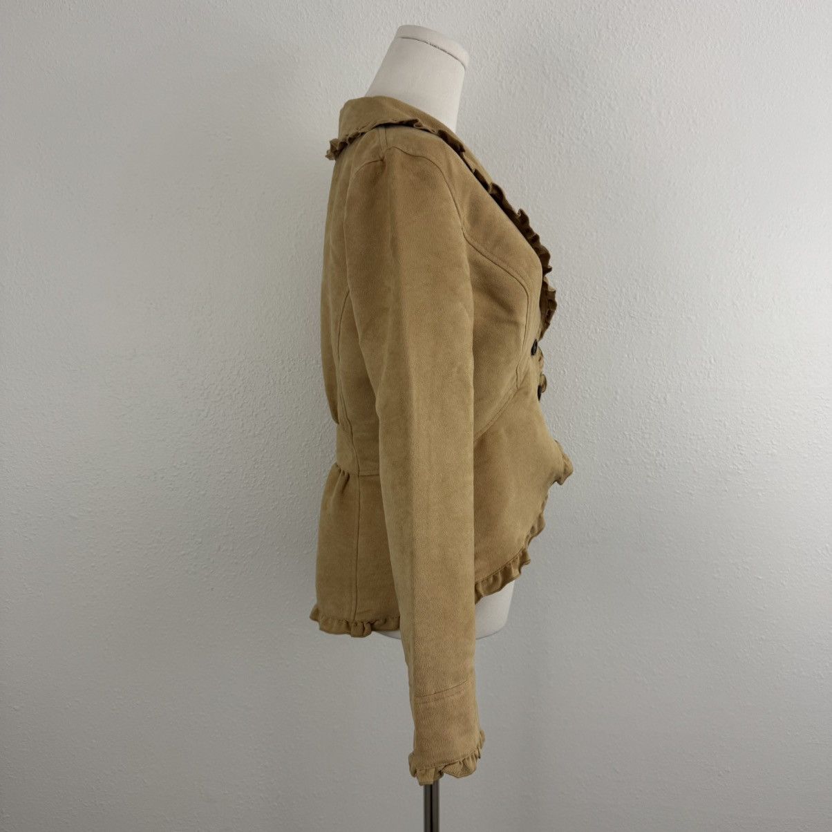 Faded Glory FADED GLORY Y2K Tan Blonde Faux Suede V Neck Blazer Jacket Size S / US 4 / IT 40 - 4 Thumbnail