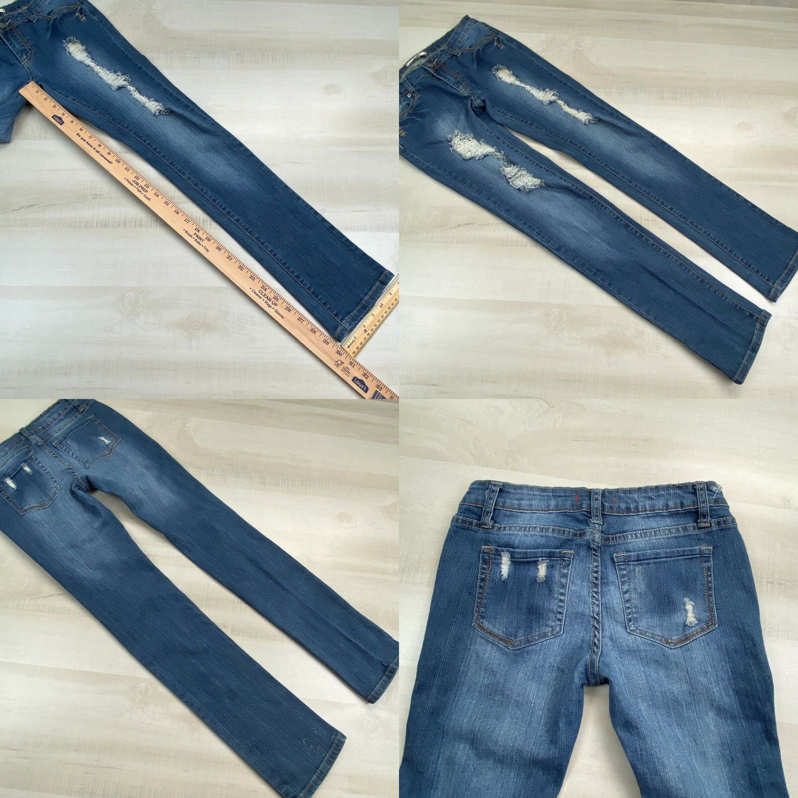 Vintage 2.1 Denim Women's Skinny Distressed Jeans Medium Wash Blue Low Rise Size 28 Size 28" / US 6 / IT 42 - 8 Thumbnail