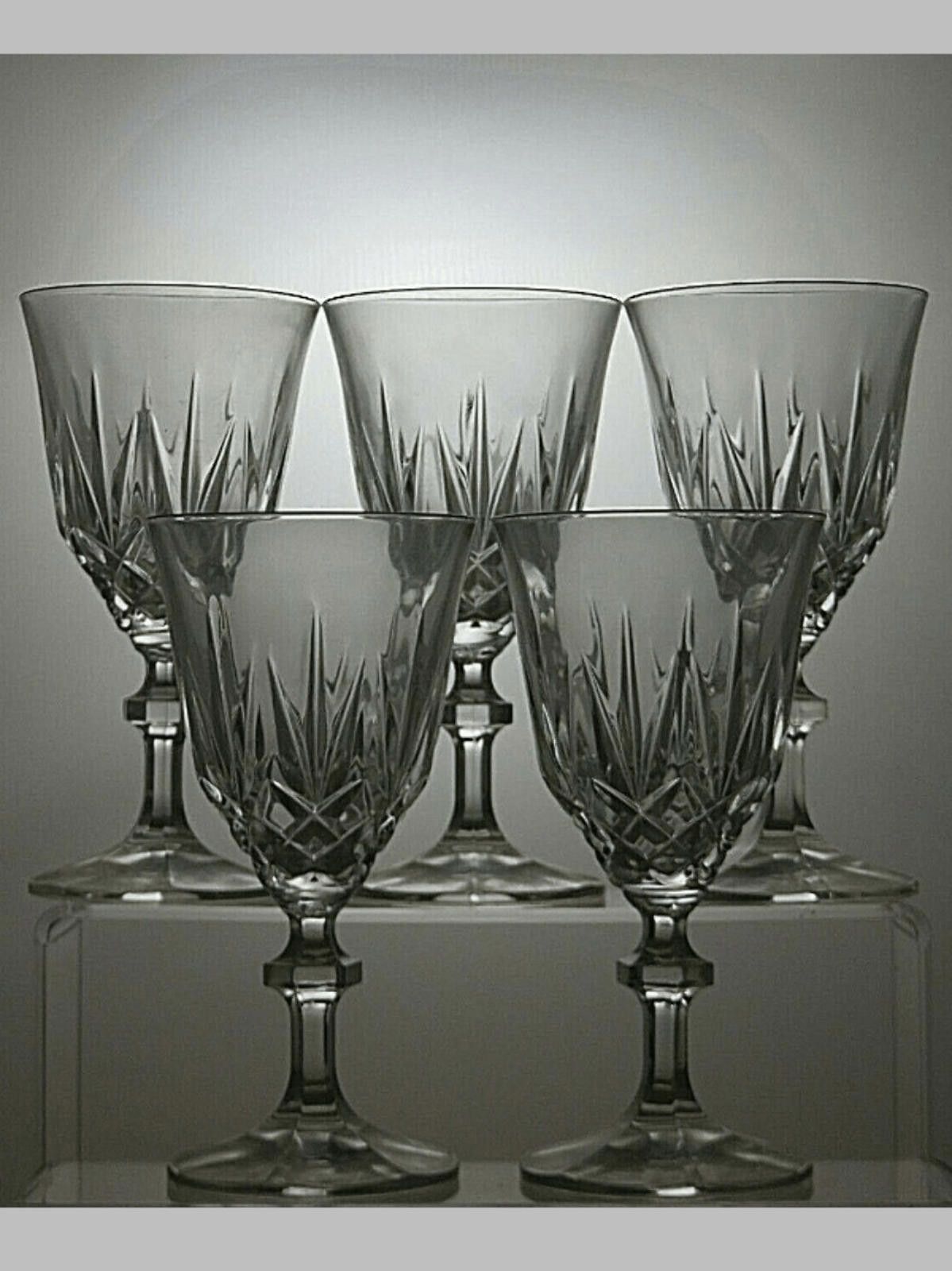 The Unbranded Brand Lead Crystal Cut Glass Set of 5 Wine Glasses 6 1/8" Size ONE SIZE - 1 Thumbnail