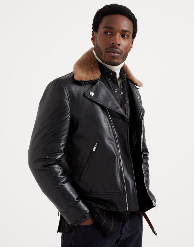 Brunello Cucinelli o1w1db11225 Padded Leather Jacket in Black Size US S / EU 44-46 / 1 - 1 Thumbnail