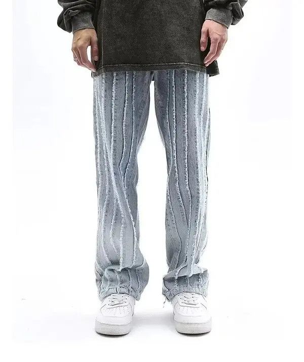VIBE Striped Baggy Flared Wide Leg Jeans y2k retro Size US 32 / EU 48 - 1 Thumbnail