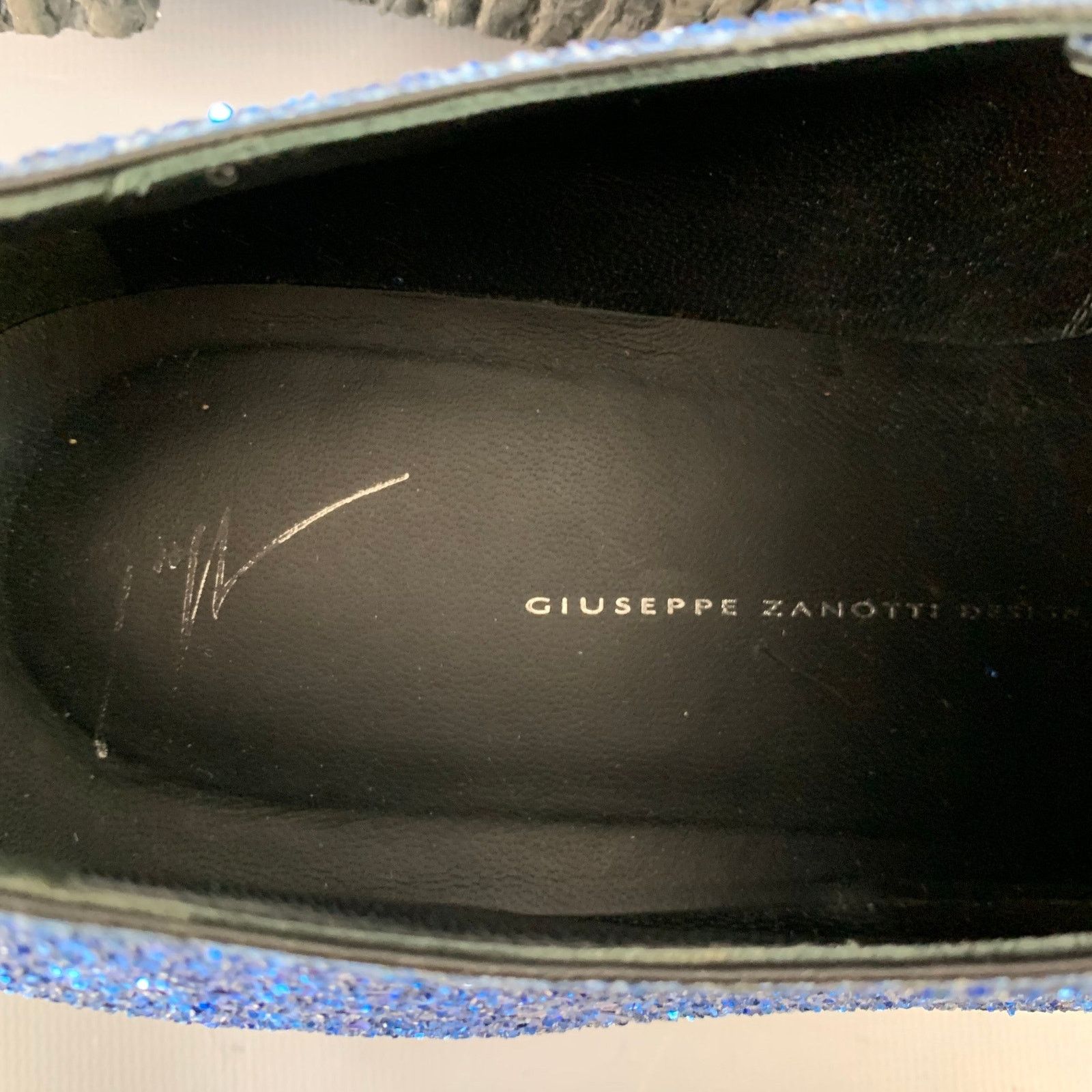 Giuseppe Zanotti GIUSEPPE ZANOTTI Blue Glitter Leather Derby Lace-Up Shoes Size US 11 / EU 44 - 7 Thumbnail