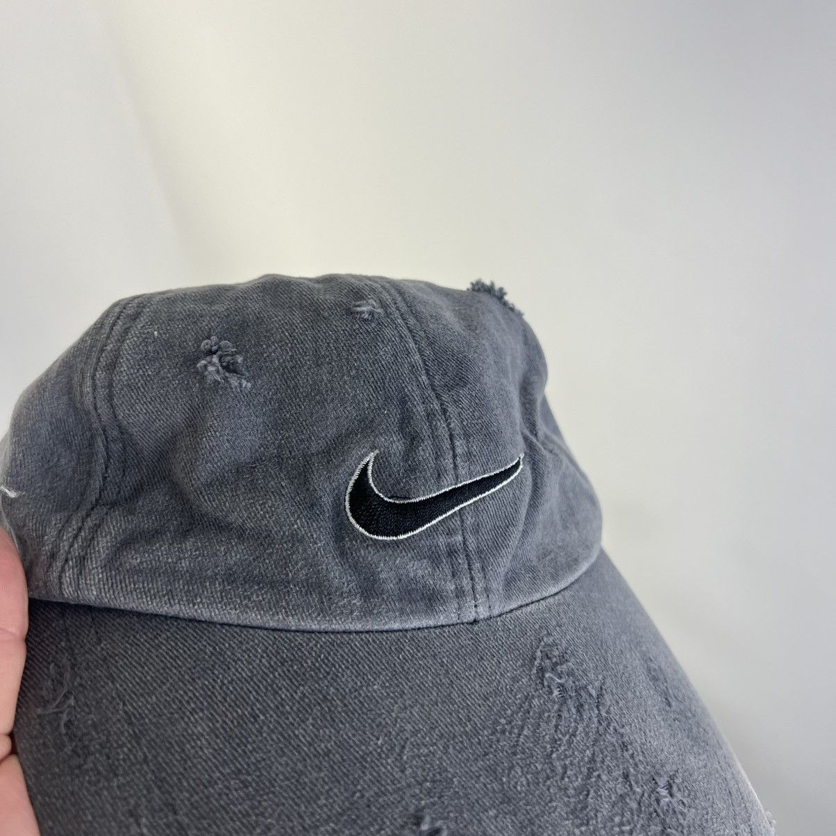 Nike Vintage Y2K Nike Swoosh Distressed Style Baseball Cap Size ONE SIZE - 2 Thumbnail