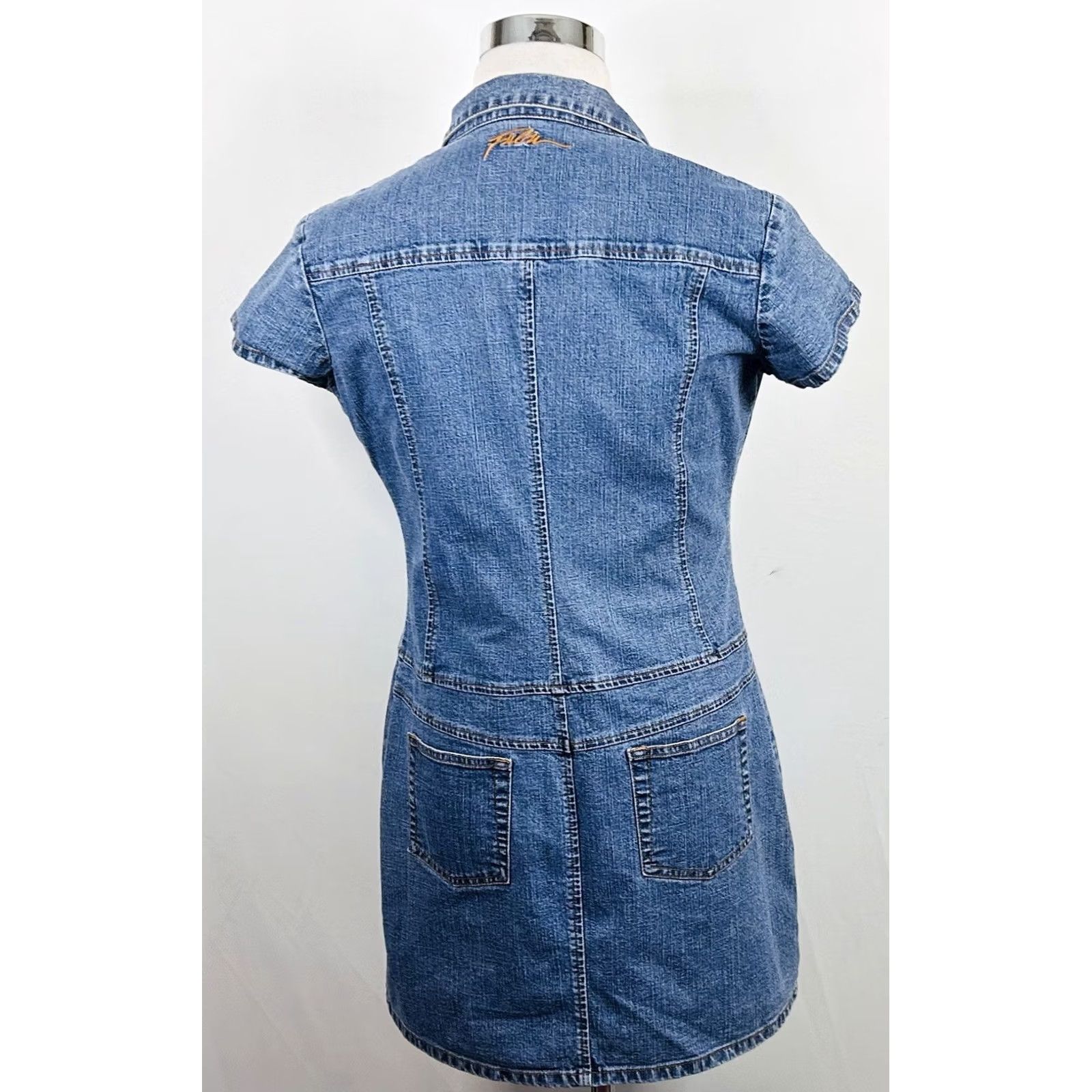 Fubu FUBU Denim Dress Blue 100% Cotton Knee Length Snap Front Collared Shirt Dress Women Size 12 Size XL / US 12-14 / IT 48-50 - 4 Thumbnail