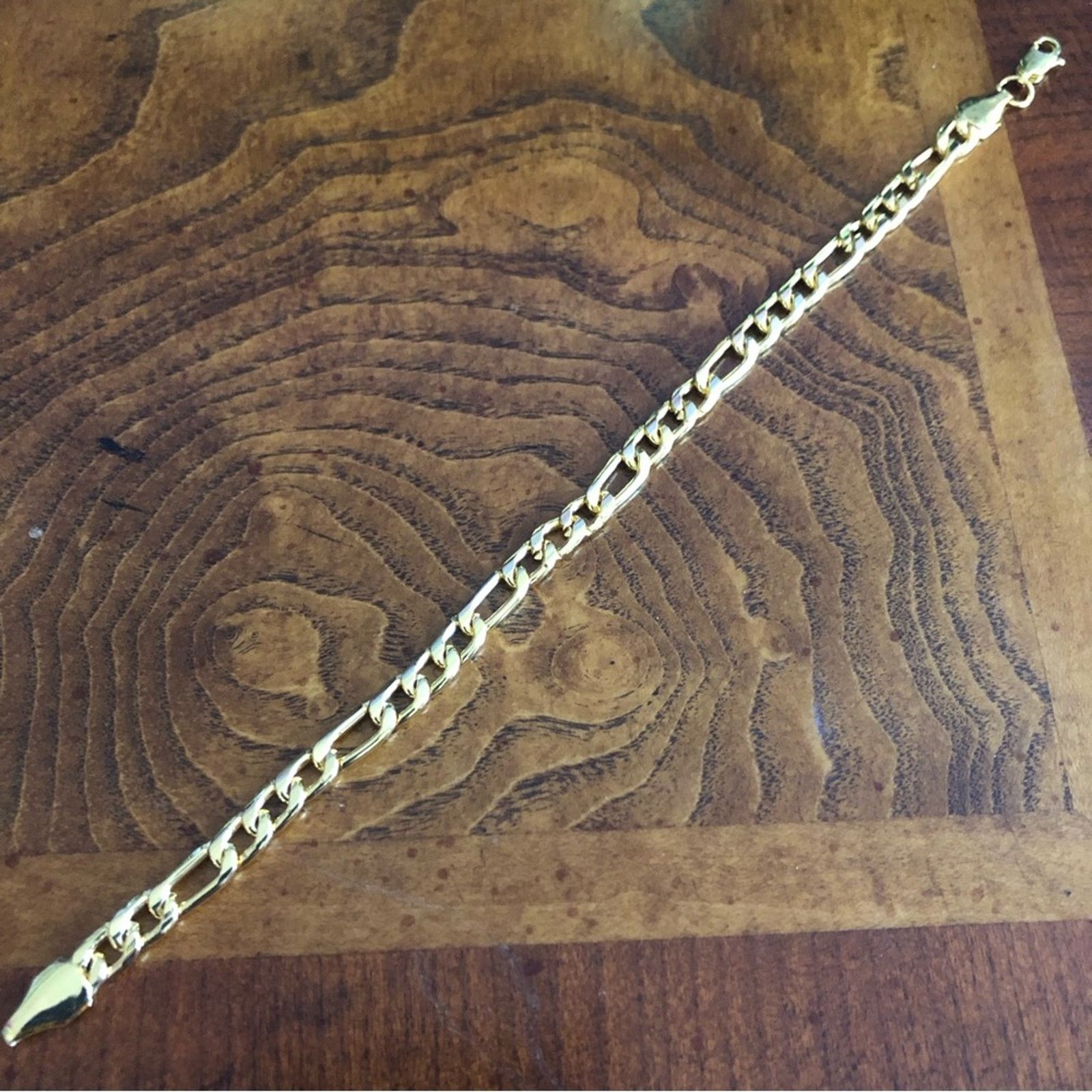Jewelry Ladies 6mm 18k gold plated steel figaro chain bracelet Size ONE SIZE - 5 Thumbnail