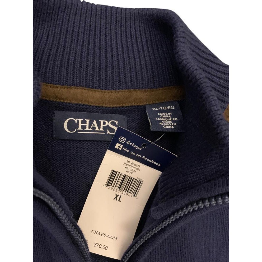 Chaps NEW WITH TAGS Chaps Zip Suede Sweater Vest Blue/Brown XL Size US XL / EU 56 / 4 - 2 Thumbnail