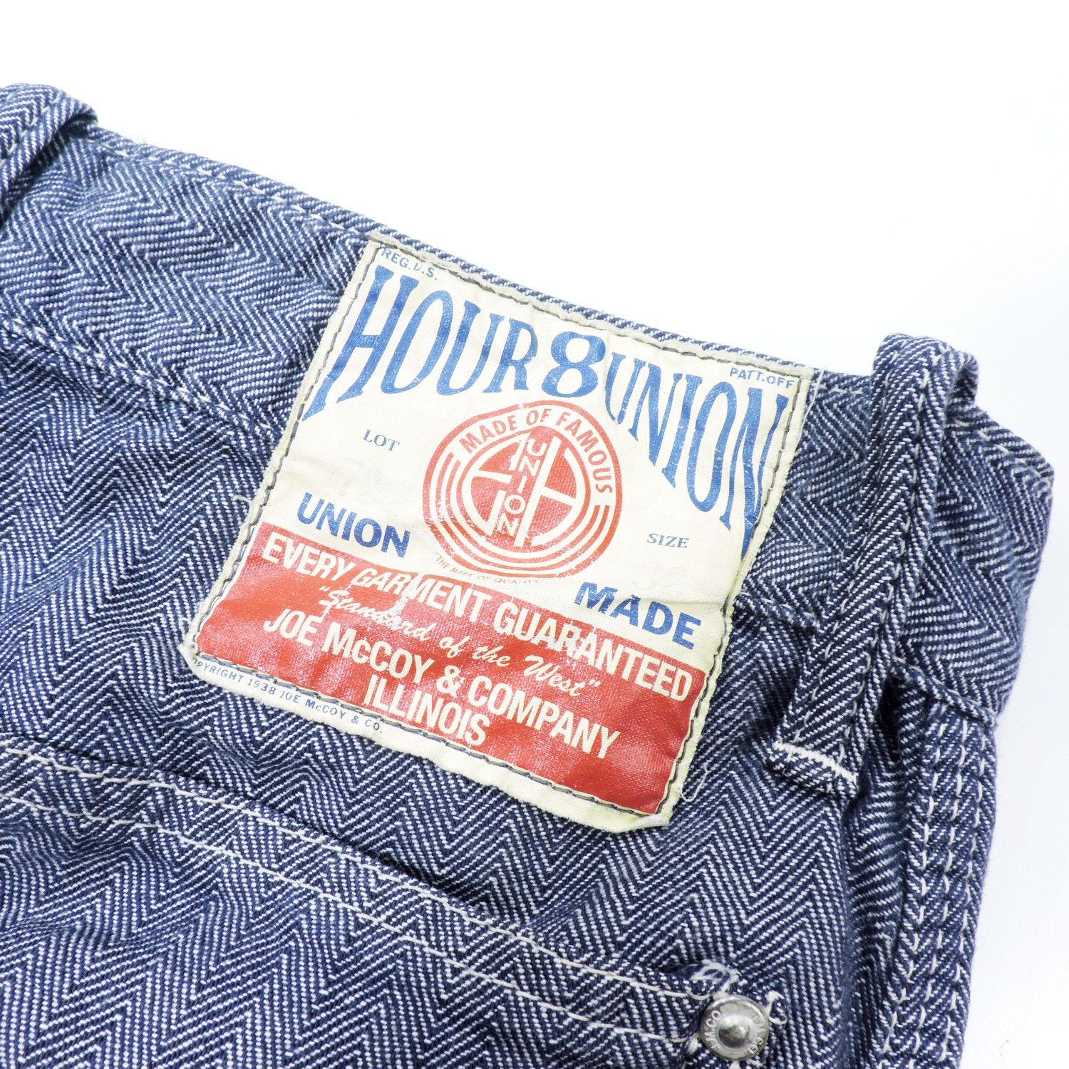 The Real McCoy's 8HU LOT 724 DOUBLE KNEE HERRINGBONE LIGHT CHAMBRAY TROUSERS Size US 32 / EU 48 - 4 Thumbnail