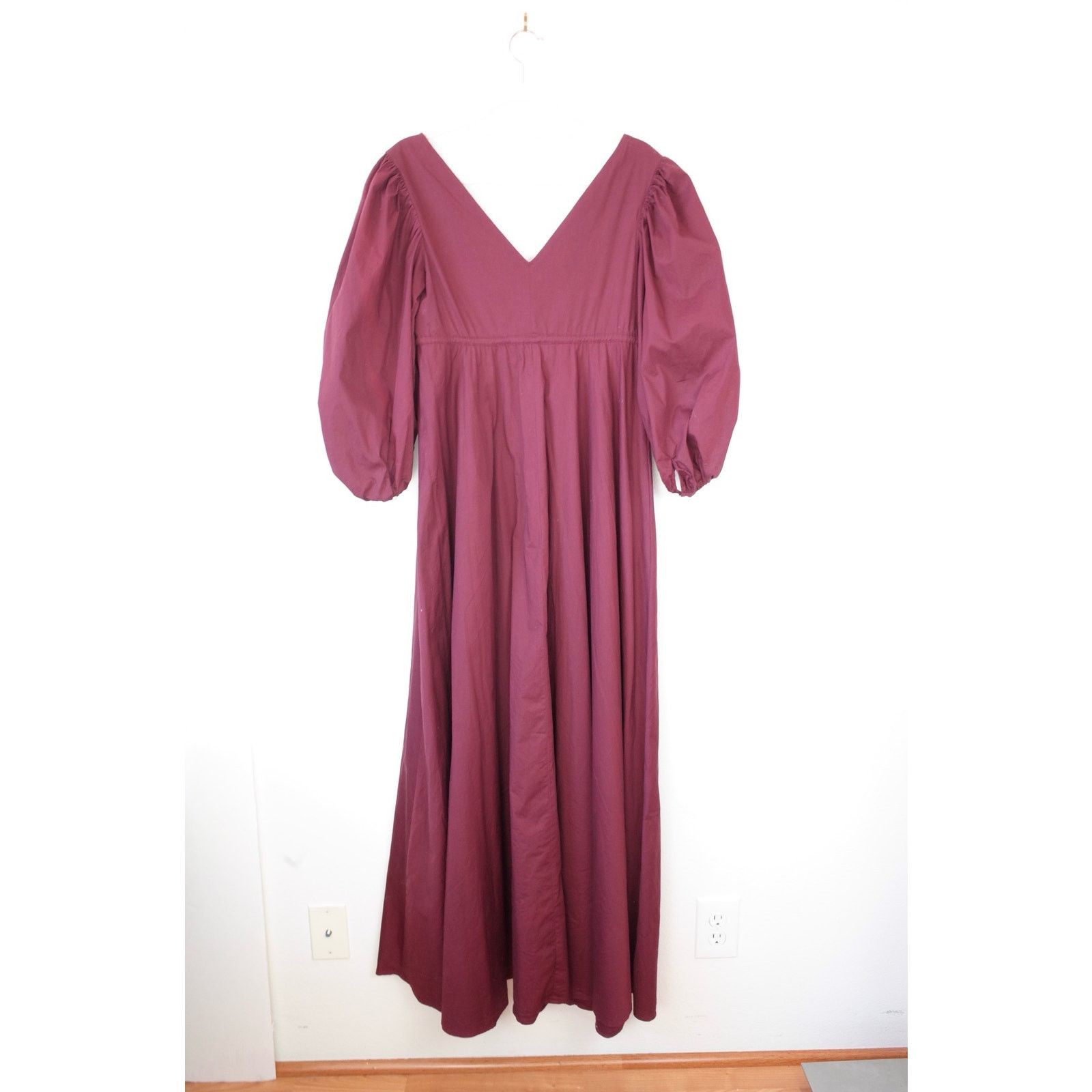 Staud Burgundy Cotton Maxi Dress S