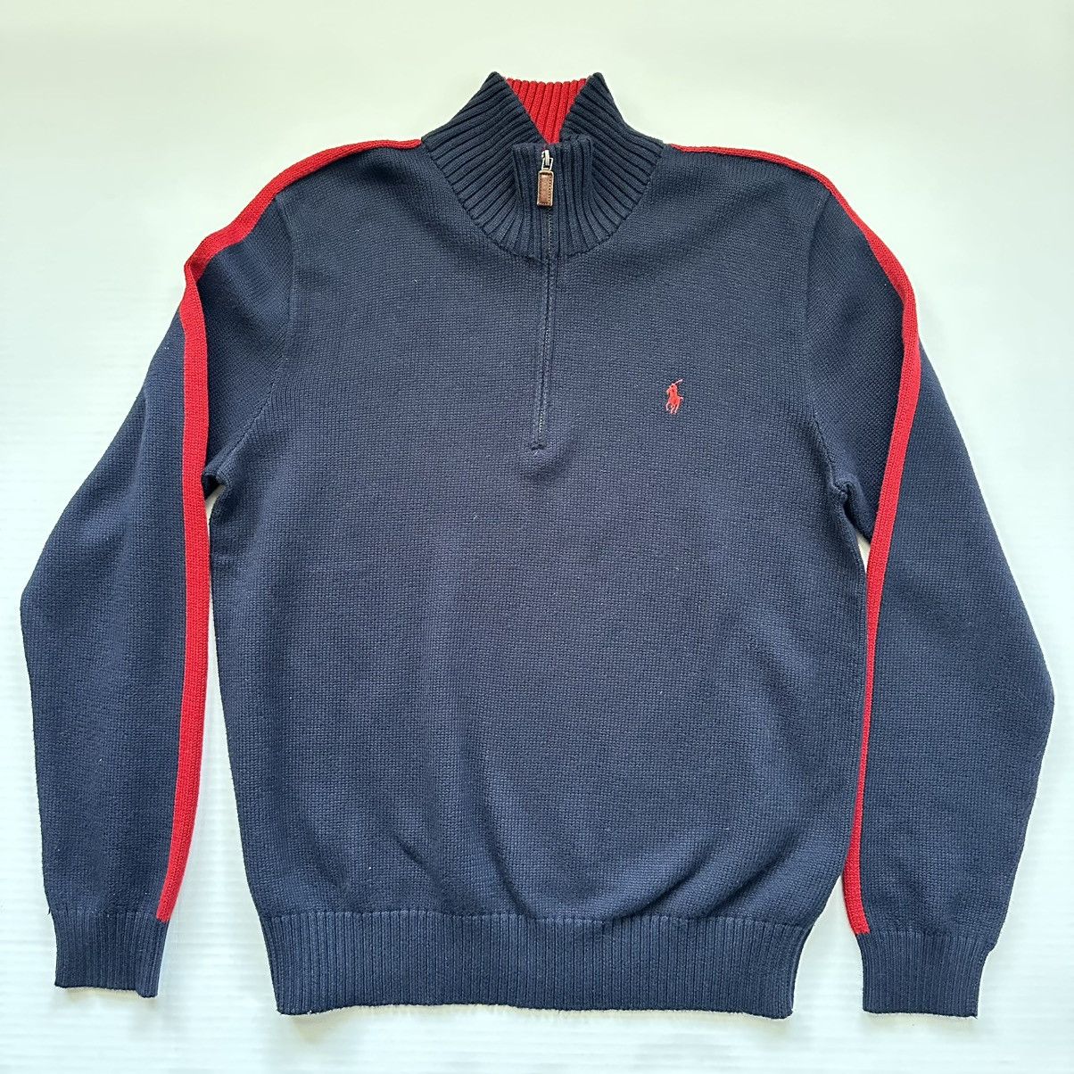 Polo Ralph Lauren Polo Ralph Lauren Navy Red Pullover Sweater Large Vintage Size US L / EU 52-54 / 3 - 1 Thumbnail