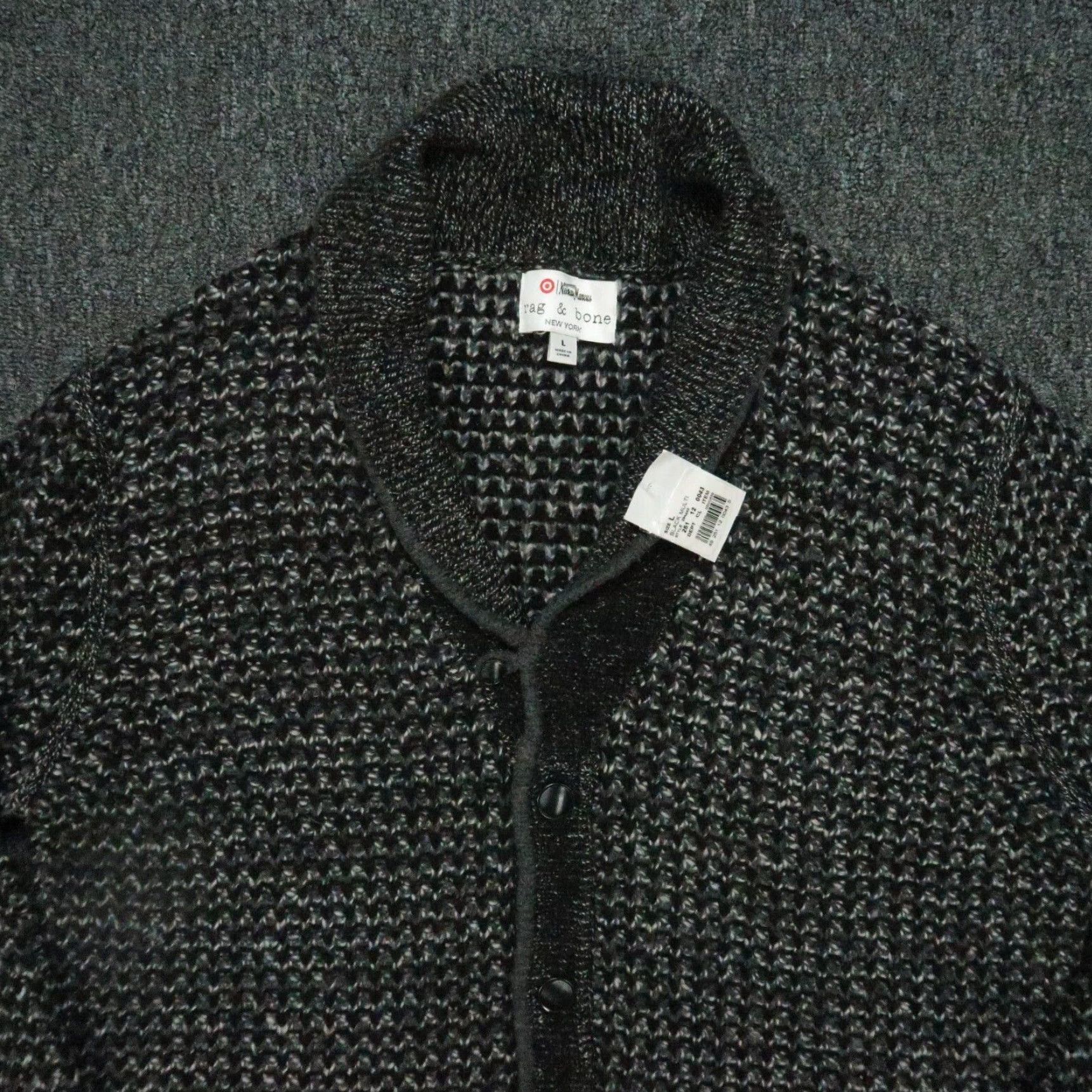 Rag & Bone rag & bone Sweater Womens Large Black Gray Wool Blend Shawl Cardigan NWT Size L / US 10 / IT 46 - 2 Thumbnail