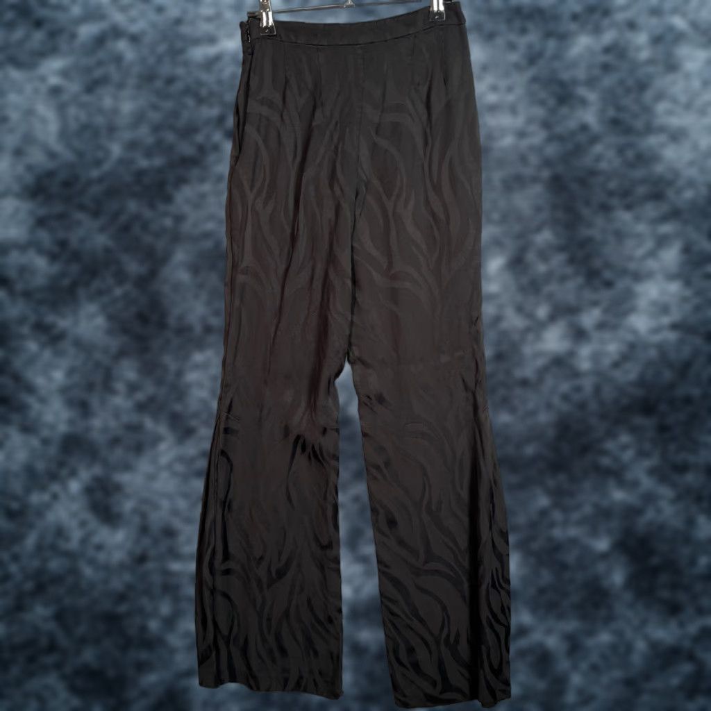 French Connection French Connection Womens Pants Size 2 Black Zebra Textured Wide-Leg Dress Pants Pockets Size 26" / US 2 / IT 38 - 1 Thumbnail