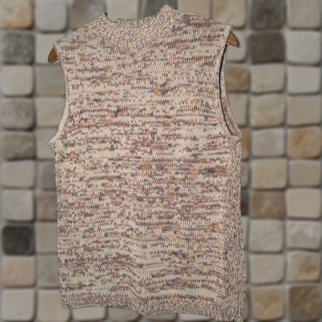 Talbots Talbots Women’s Sweater L Sleeveless Knit Mock Neck Pullover Casual Fall Spring Cotton Blend Multicolor Size L / US 10 / IT 46 - 1 Thumbnail