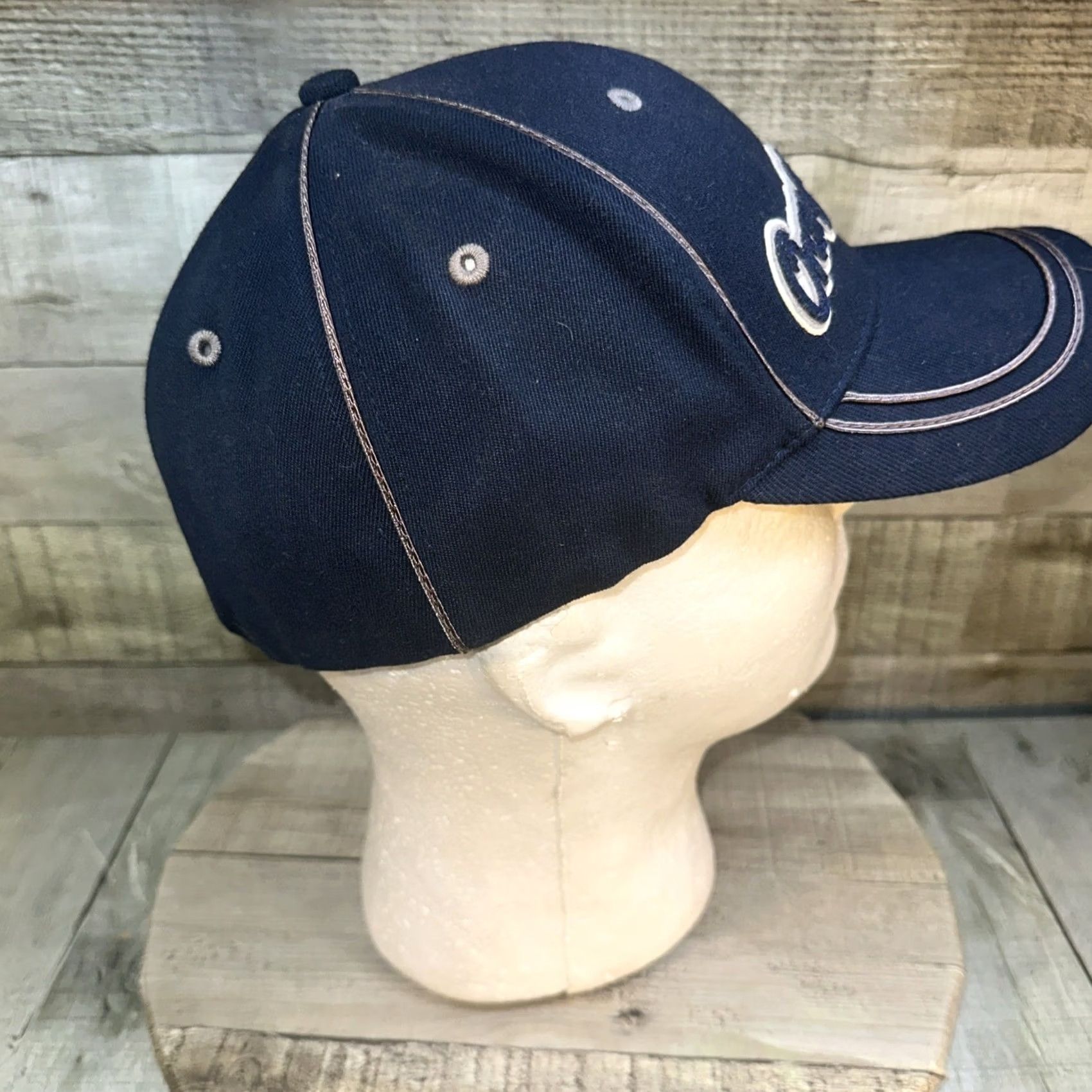 Vintage VINTAGE Bio-Domes Headgear Cap Hat Baseball Blue Flex Fit Stretch Med/Large Unisex Adults Men Women Biker OC Choppers Stritch Stitch Size ONE SIZE - 3 Thumbnail