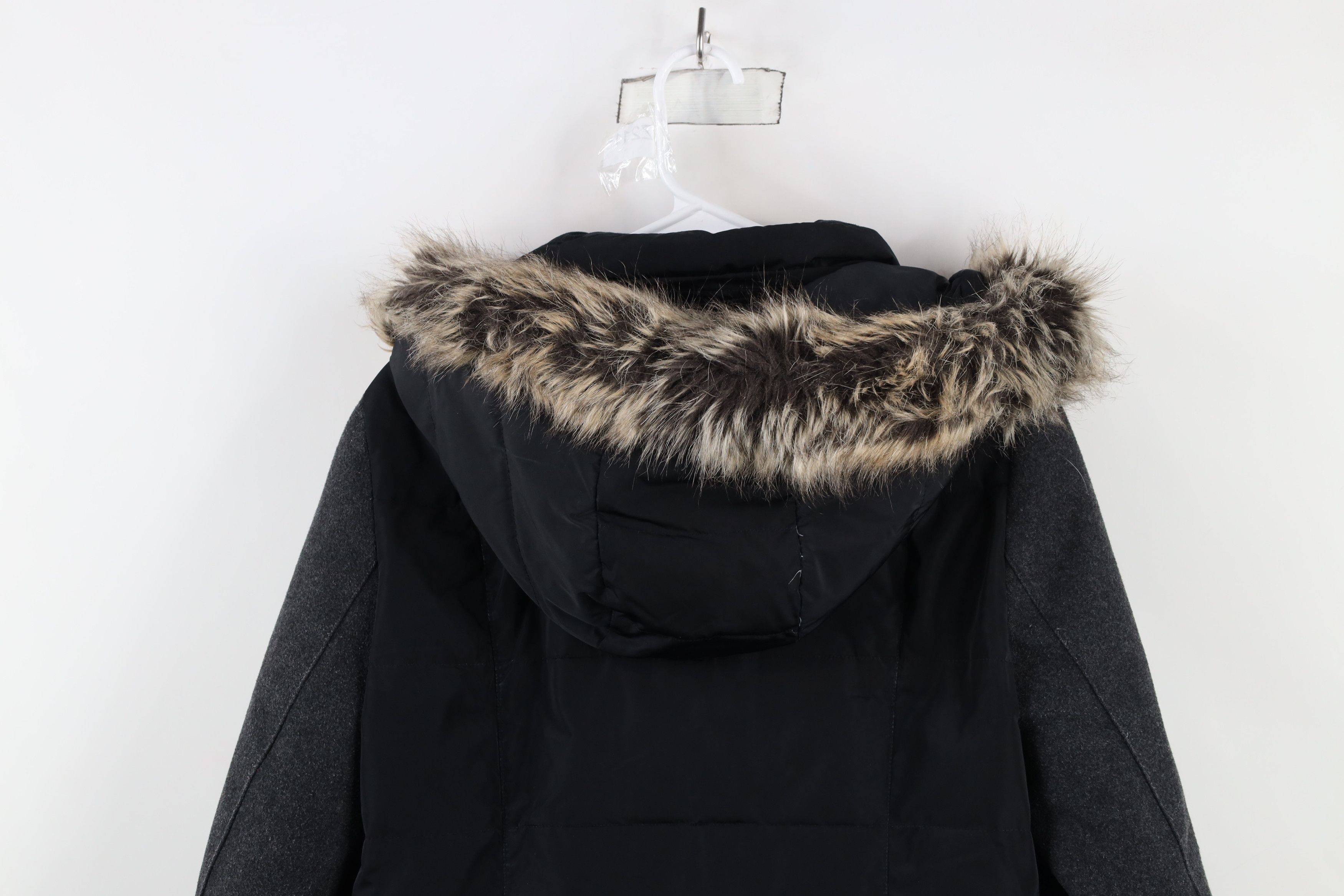 Lands' End × Vintage Lands End Wool Faux Fur Duck Down Hooded Jacket Coat Size M / US 6-8 / IT 42-44 - 14 Thumbnail