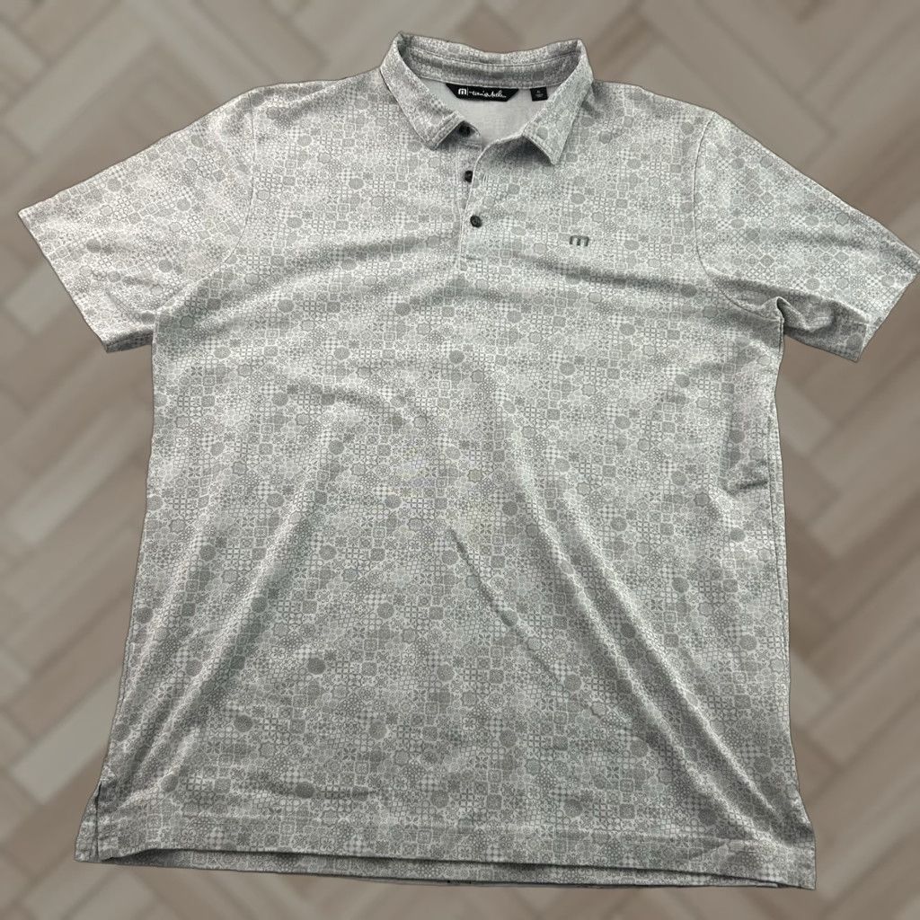 TravisMathew Travis Mathew Moroccan Print Short Sleeve Golf Polo Shirt Men's XL Gray Size US XL / EU 56 / 4 - 1 Thumbnail
