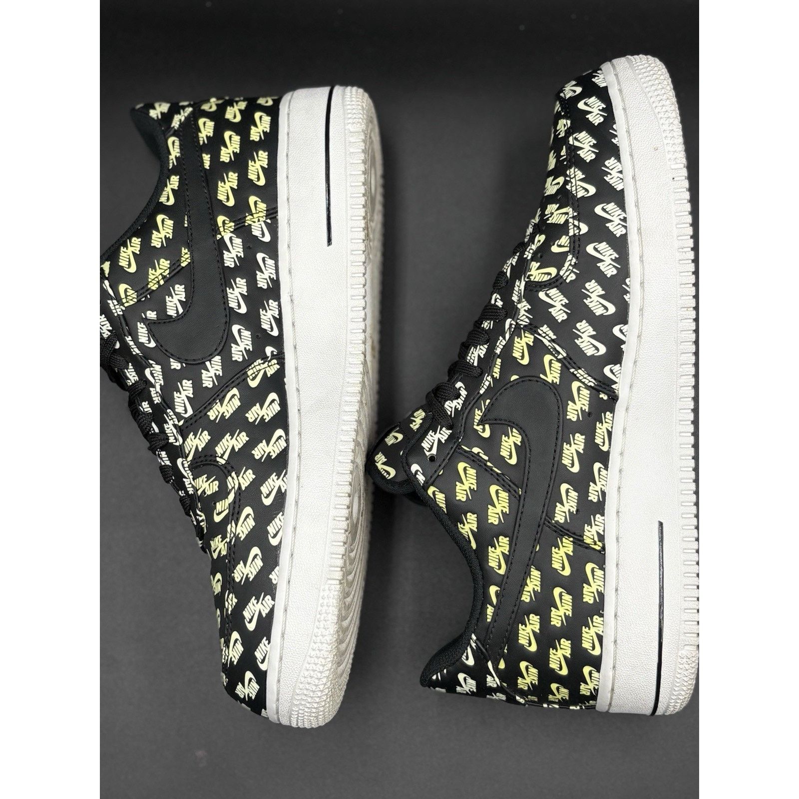 Nike Size 9.5- Nike Air Force 1 '07 QS Low All Over Logo Black Size US 9.5 / EU 42-43 - 7 Thumbnail