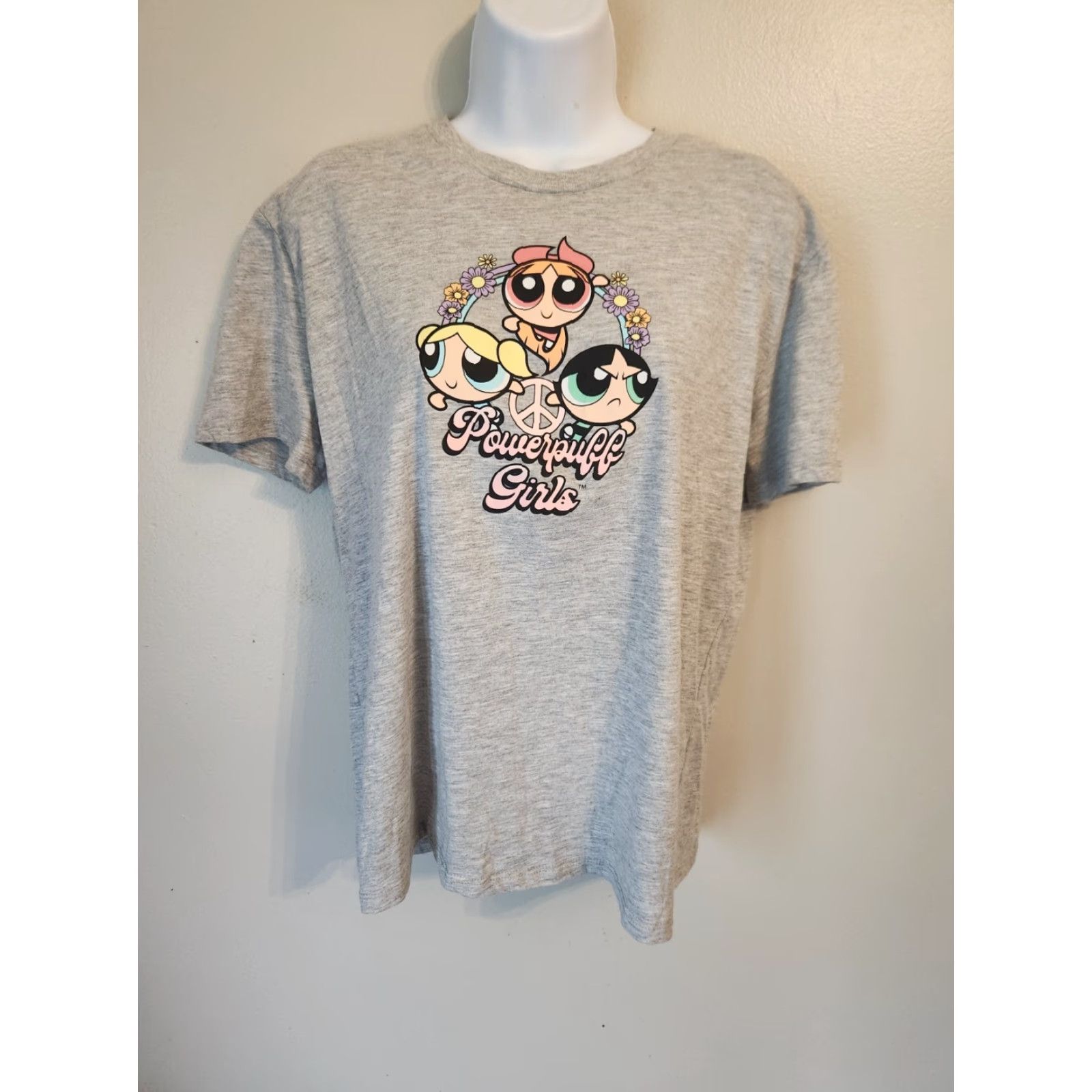 Vintage Powerpuff Girls T-Shirt Cartoon Network Women’s Large Gray Crew Neck Short Sleeve Graphic Print 90s Gift Mens Womens Boys Girls Size L / US 10 / IT 46 - 2 Thumbnail