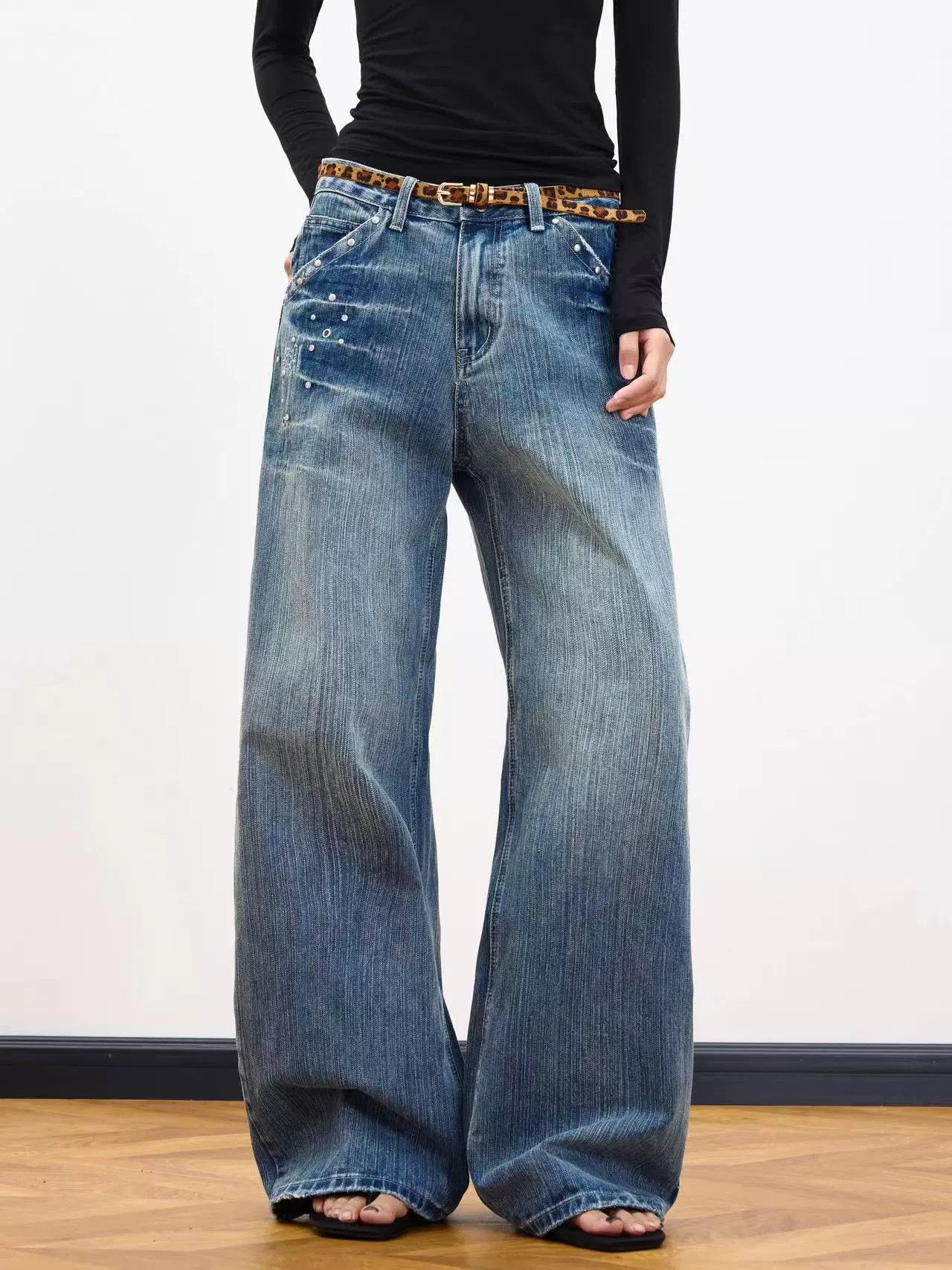 Vintage Vintage rivet washed distressed lightning jeans Size US 32 / EU 48 - 2 Thumbnail