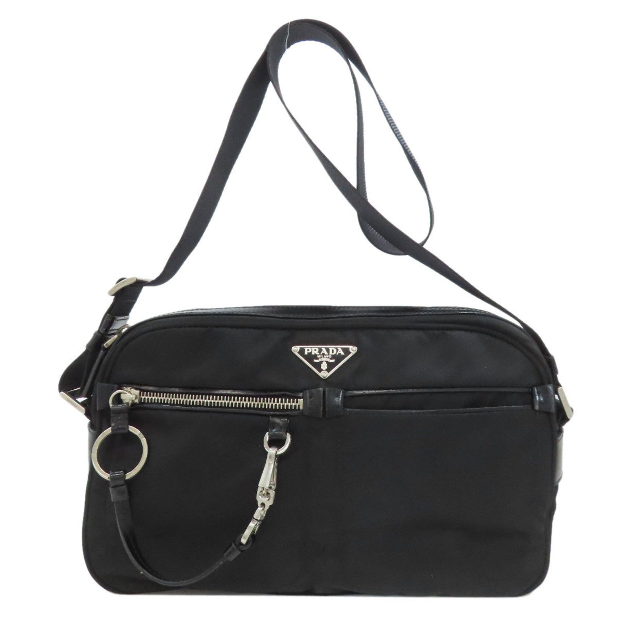 Prada Shoulder Bag With Metal Fittings, Nylon Material, For Women, Prada in Black, Women's