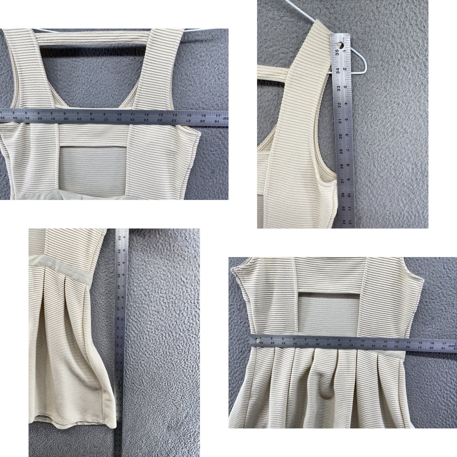 Vintage AMERICAN EAGLE Striped Sleeveless Dress Open Back Fit and Flare Size 4 Ivory Knit Cotton Blend Women Shirt Dress Womens Size S / US 4 / IT 40 - 8 Thumbnail