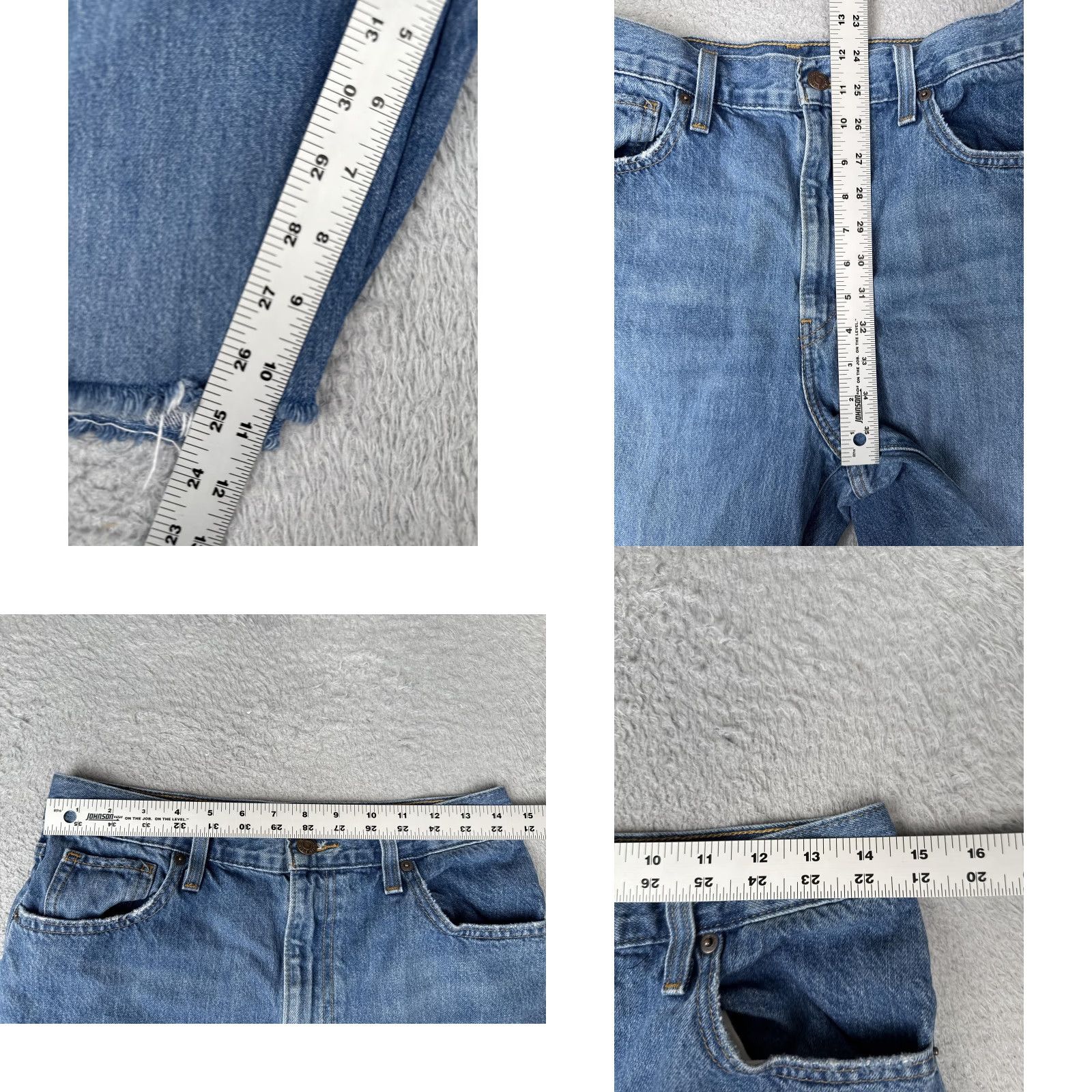 Levi's VINTAGE Levis High Waisted Straight Shorts Womens 29 Blue Cutoff Jorts Raw Hem Baggy Size 29" - 9 Thumbnail