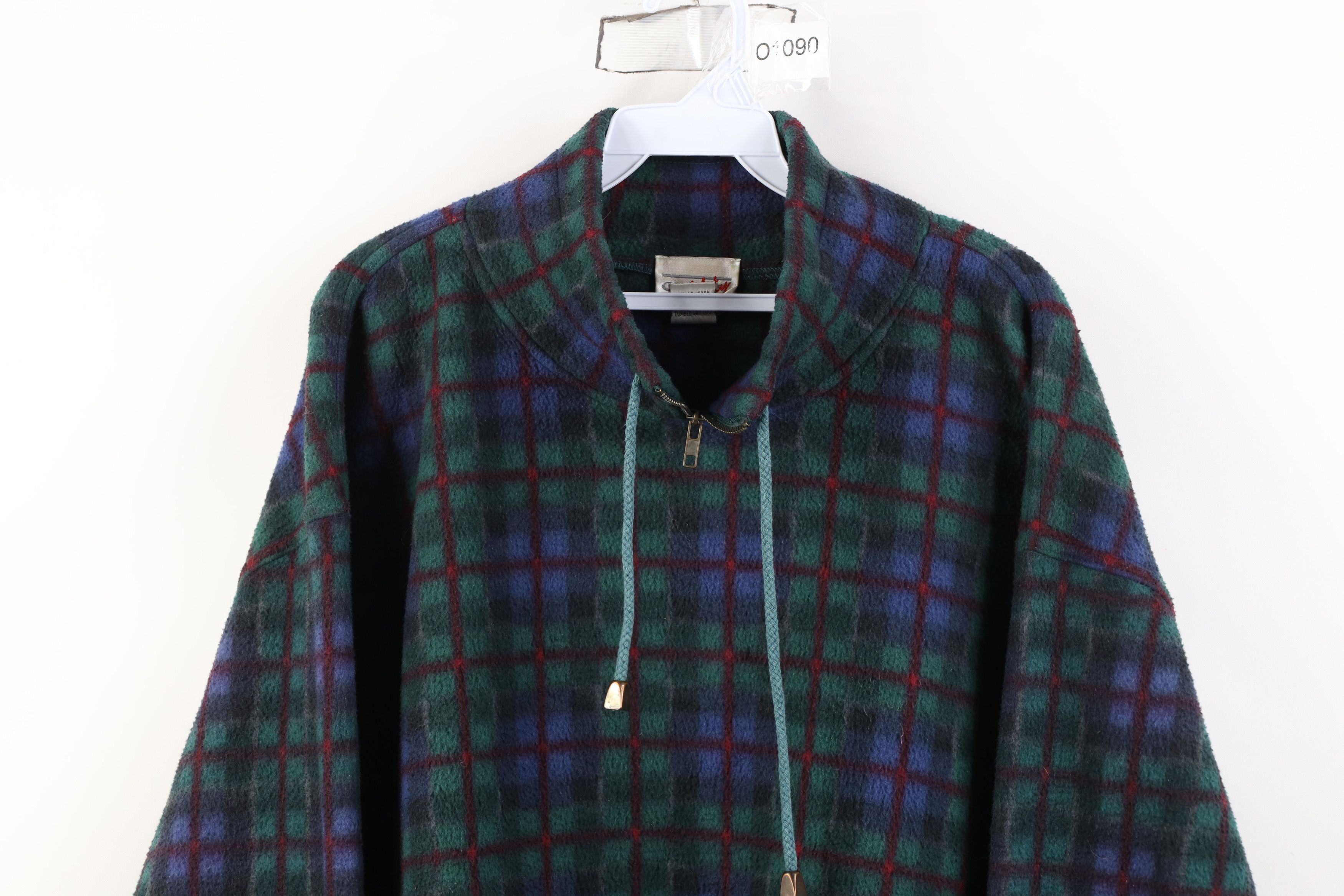 Vintage Vintage 90s Streetwear Fit Pullover Fleece Sweater Plaid Size L / US 10 / IT 46 - 2 Thumbnail