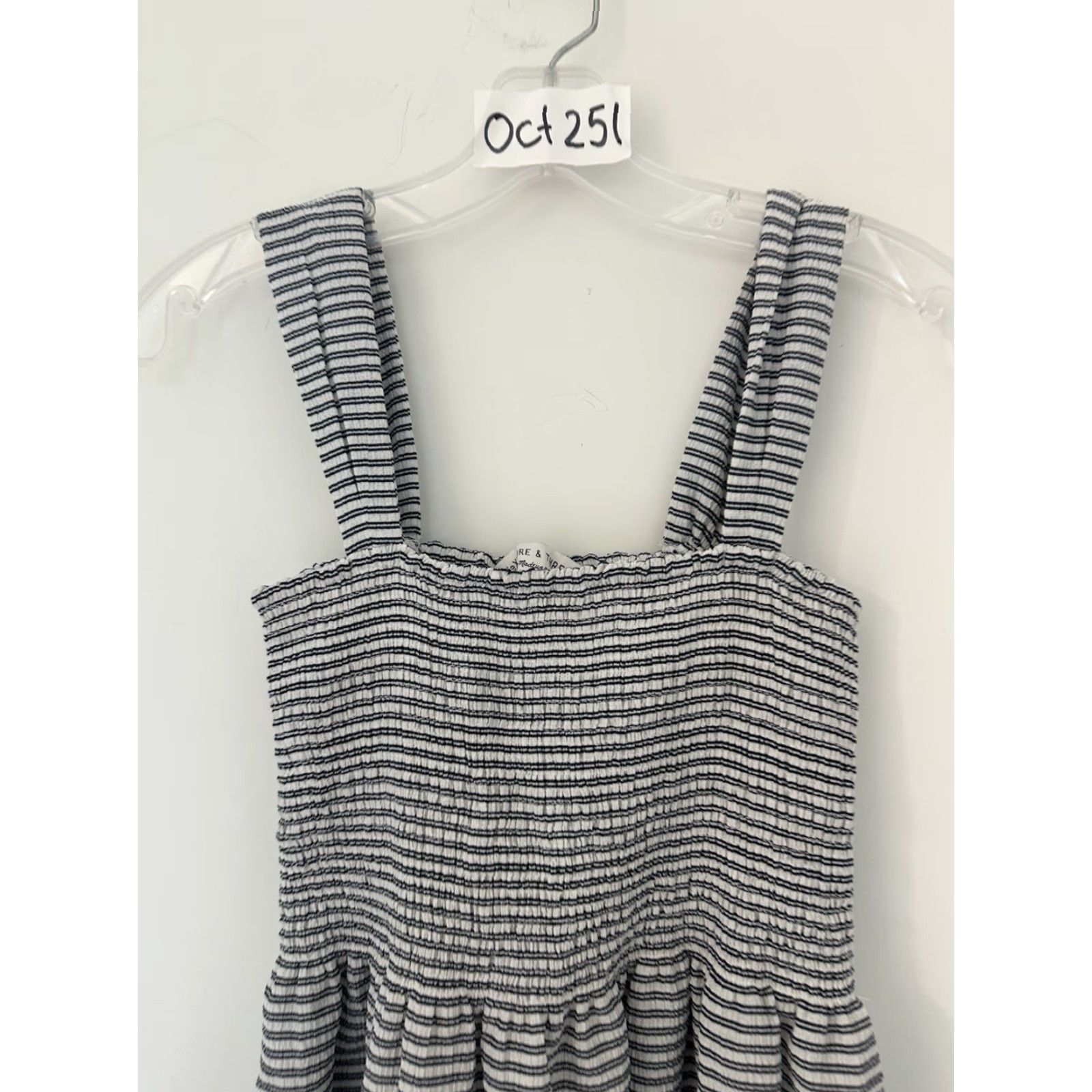 Madewell Madewell Texture & Thread Black White Striped Smocked Mini Dress XXS Size XXS / US 00 / IT 34 - 3 Thumbnail