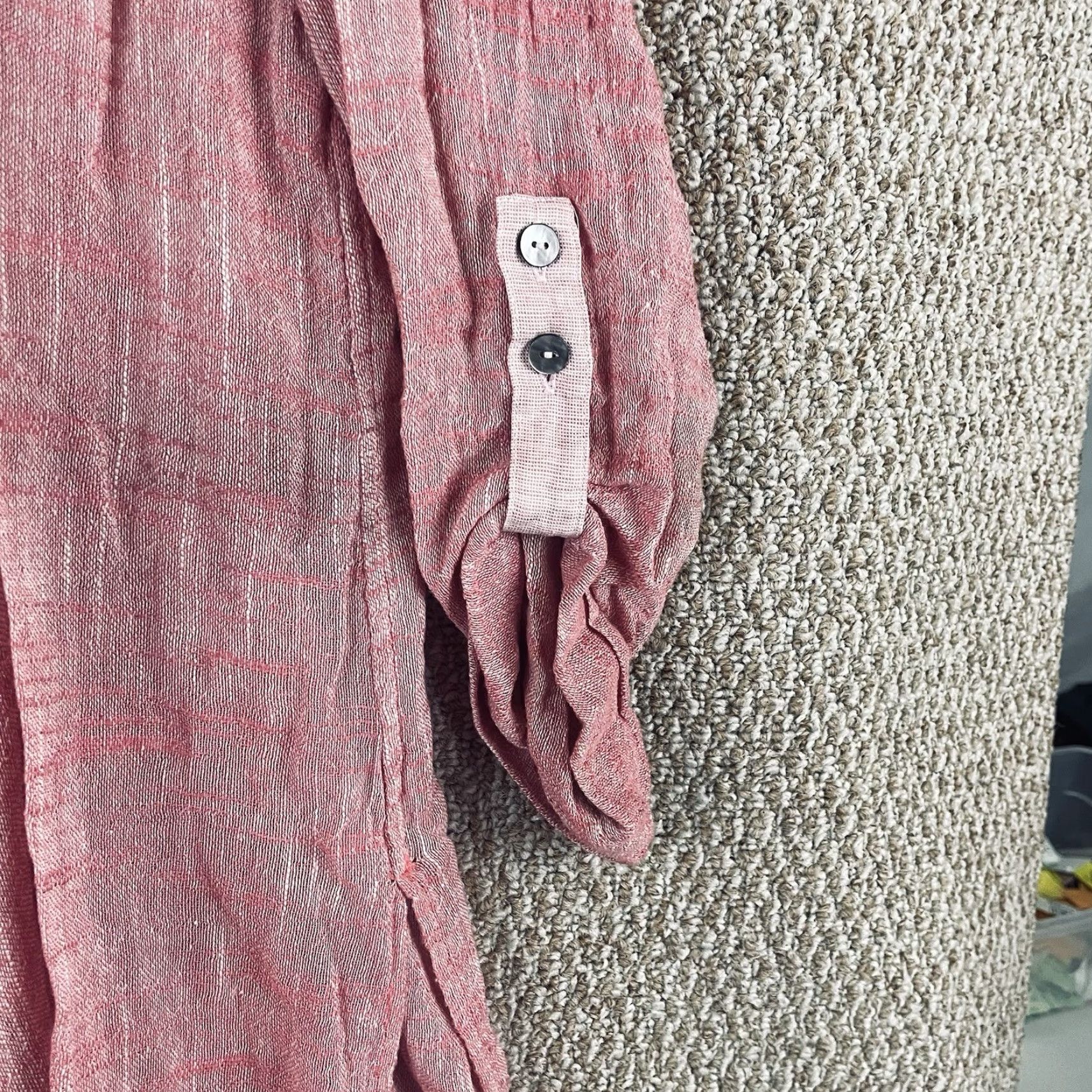 Vintage John Mark Cardigan Small Pink Linen Blend Open Front Lace 3/4 Sleeve Shawl Neckline Womens Cardigan 90s Bohemian Vintage No Size S / US 4 / IT 40 - 4 Thumbnail