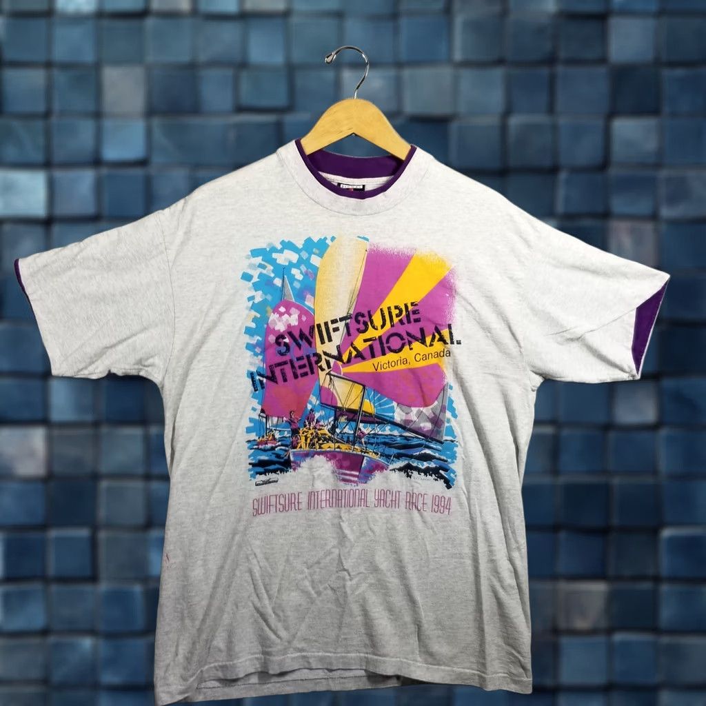 Vintage VINTAGE Signal Sports Shirt Men XL Gray 1994 Swiftsure Yacht Race Sailing Regatta Graphic Print Size US XL / EU 56 / 4 - 1 Thumbnail