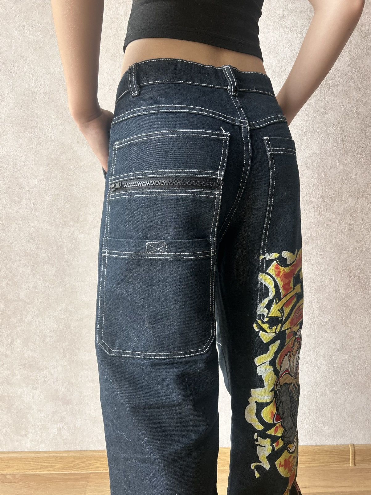 Other Vintage Y2K Graffiti Big Logo Rap Hip Hop Denim Jeans Size US 28 / EU 44 - 5 Thumbnail