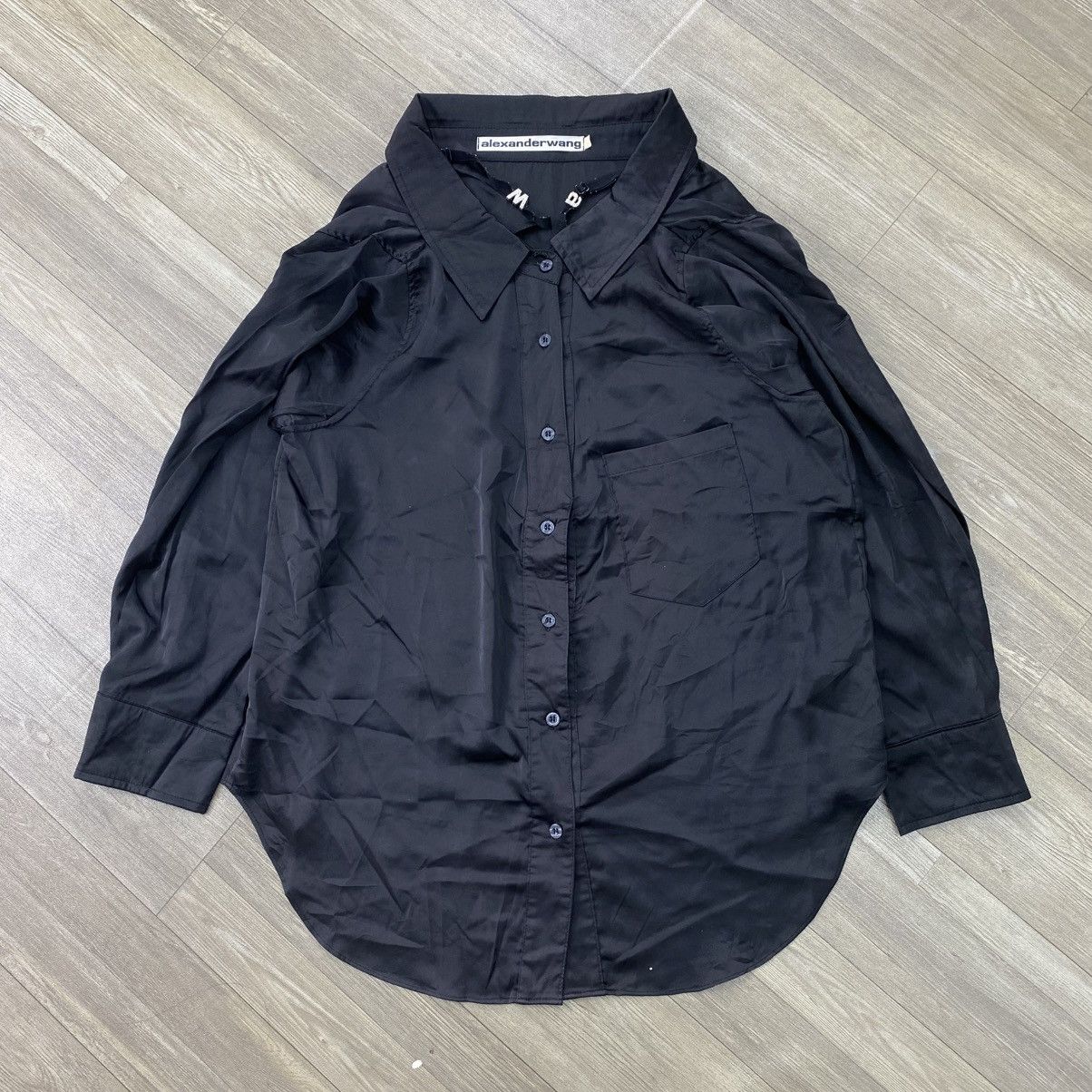 Alexander Wang Vintage Alexander Wang Silk Luxury Black Button Up Shirt Size M / US 6-8 / IT 42-44 - 1 Thumbnail