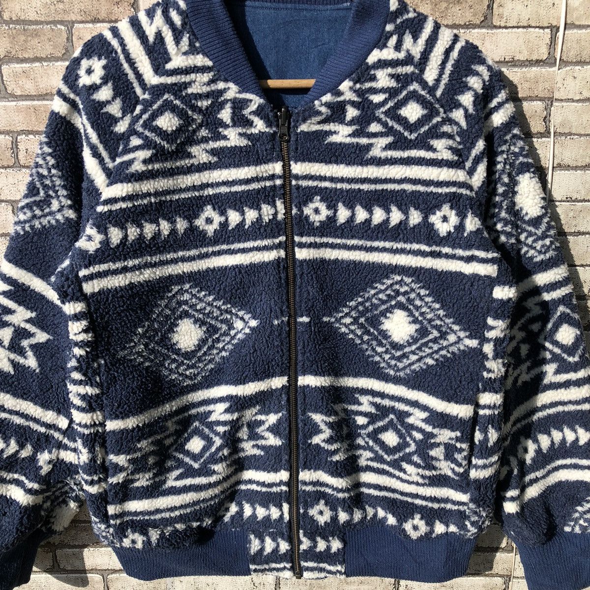 Japanese Brand The Rodeo Crows Indigo Navajo Reversible Bomber Jacket Size US S / EU 44-46 / 1 - 5 Thumbnail