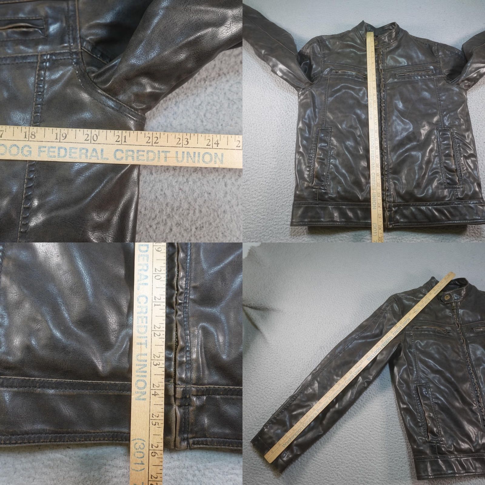Vintage VINTAGE Motorcycle Jacket Mens S Brown Faux Leather Sherpa Lined Biker Moto Satin? Size US S / EU 44-46 / 1 - 8 Thumbnail