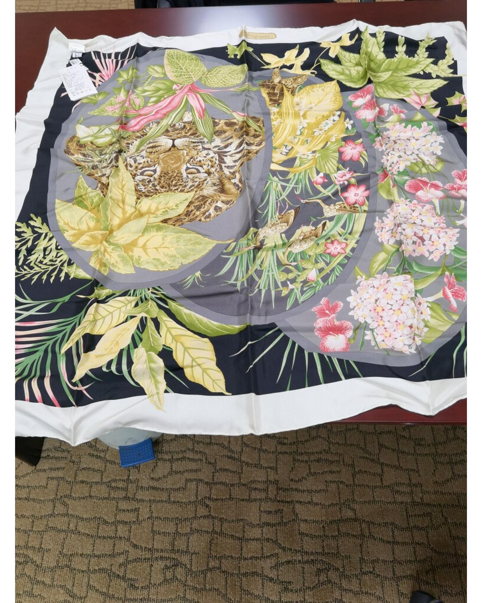 image of Salvatore Ferragamo Floral Tiger Silk Scarf - Multicolor, Women's