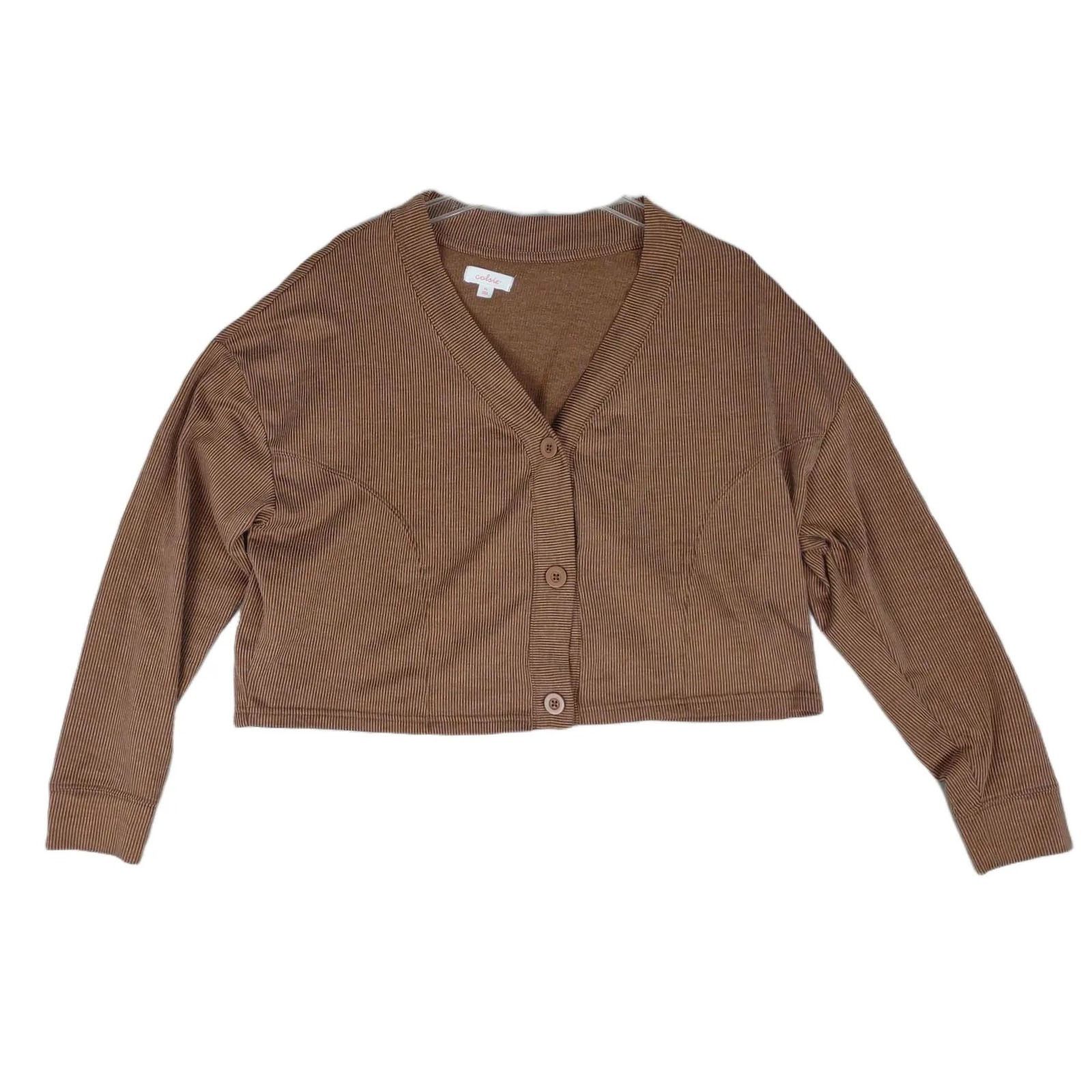 Other COLSIE Ribbed Cropped Cardigan Top Brown Cozy Baggy Oversize Size XL / US 12-14 / IT 48-50 - 1 Thumbnail