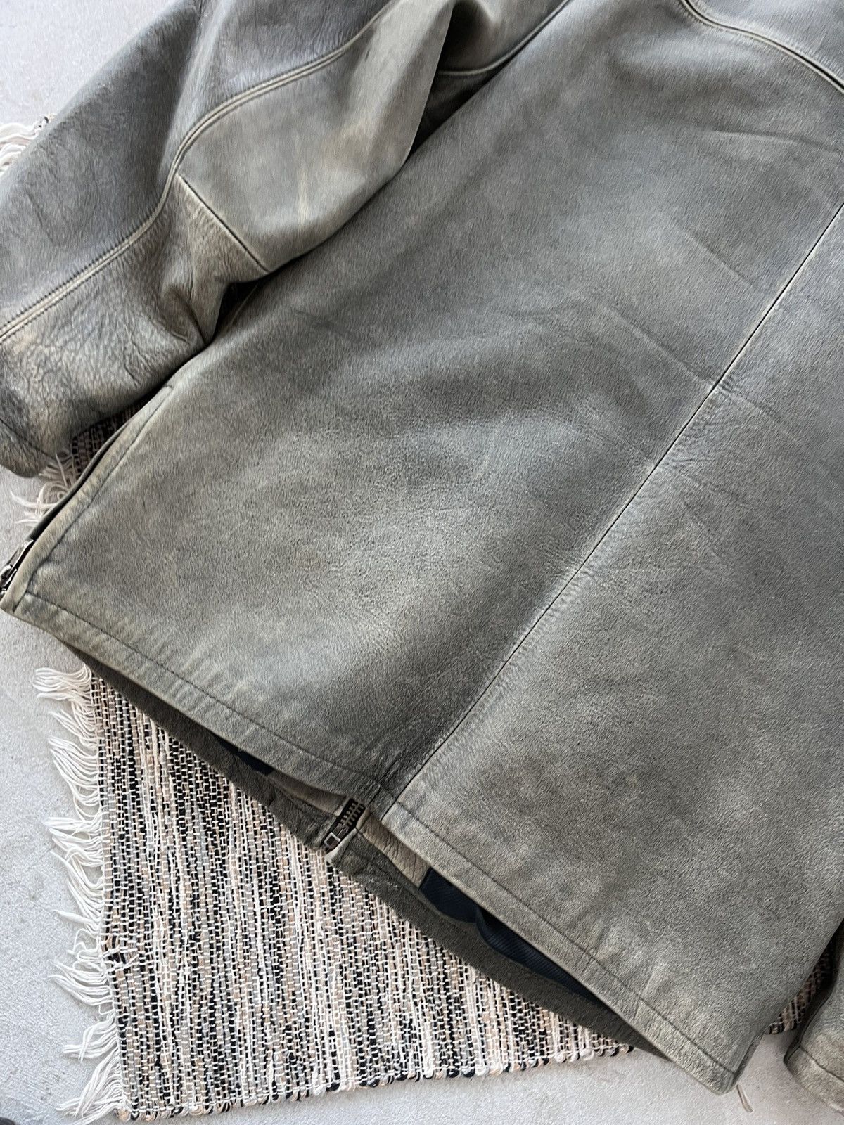 Genuine Leather Vintage Green-Grey Leather Coach Bomber Jacket Avantgarde Size XL / US 12-14 / IT 48-50 - 16 Thumbnail