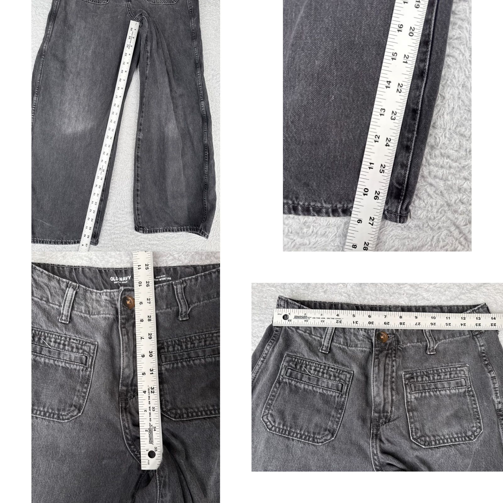 Old Navy Old Navy Jeans Womens 4 Adult 27x27 Black Denim Wide-Leg 90s Retro Distressed Pockets Regular Rise Womens Size 27" / US 4 / IT 40 - 8 Thumbnail