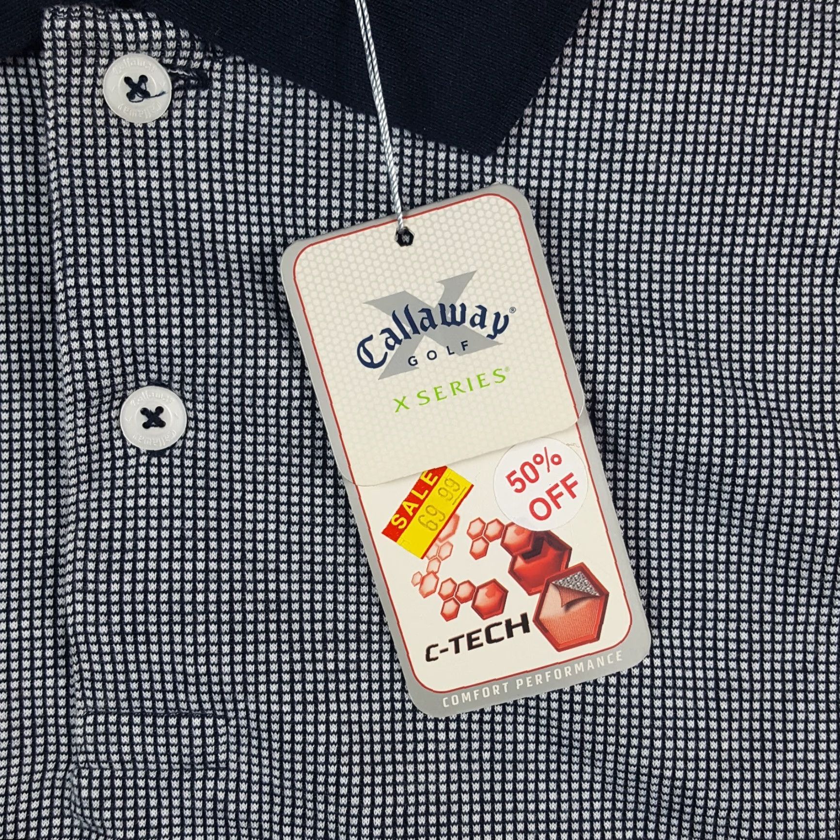 Callaway VINTAGE Callaway Polo Shirt XL Mens Micro Check Preppy Collared Short Sleeve Size 46R - 4 Thumbnail