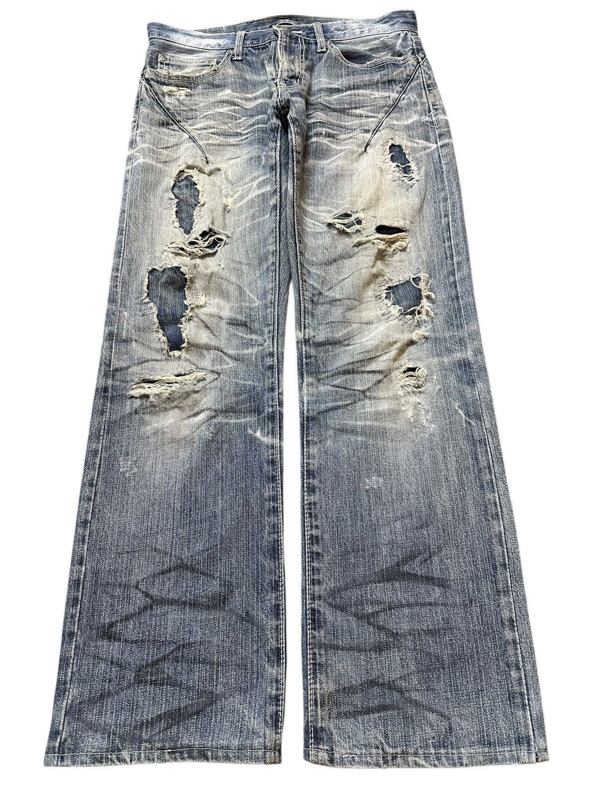 If Six Was Nine Vintage Japanese Brand Blue Faded Distressed Loose Jeans Size US 32 / EU 48 - 1 Thumbnail