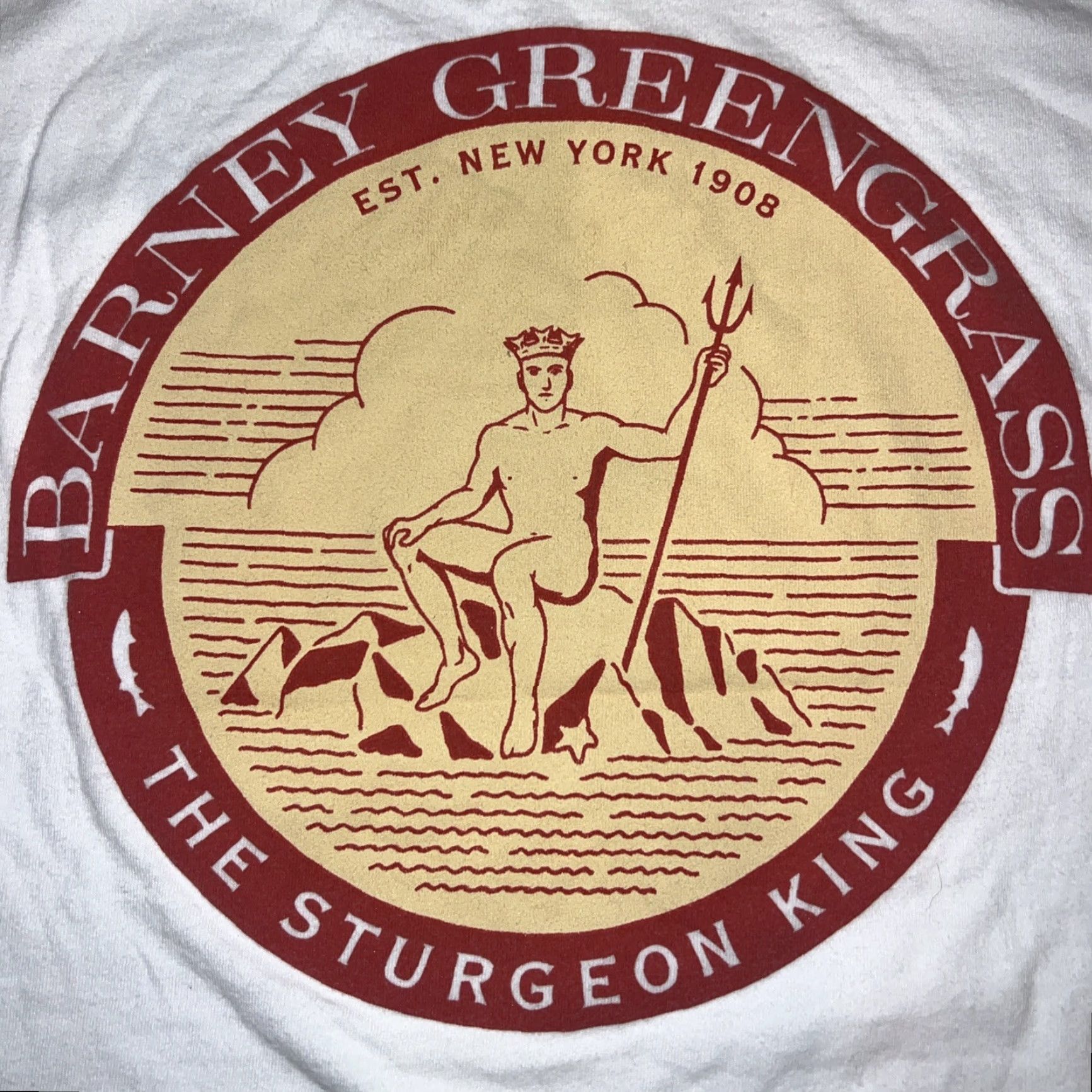 Next Level Barney’s Sturgeon King Logo Shirt Medium White Crew Neck Short Sleeve Next Level Men M Retro Graphic Print Delicatessen Deli Rare Vintage? Size US M / EU 48-50 / 2 - 2 Thumbnail