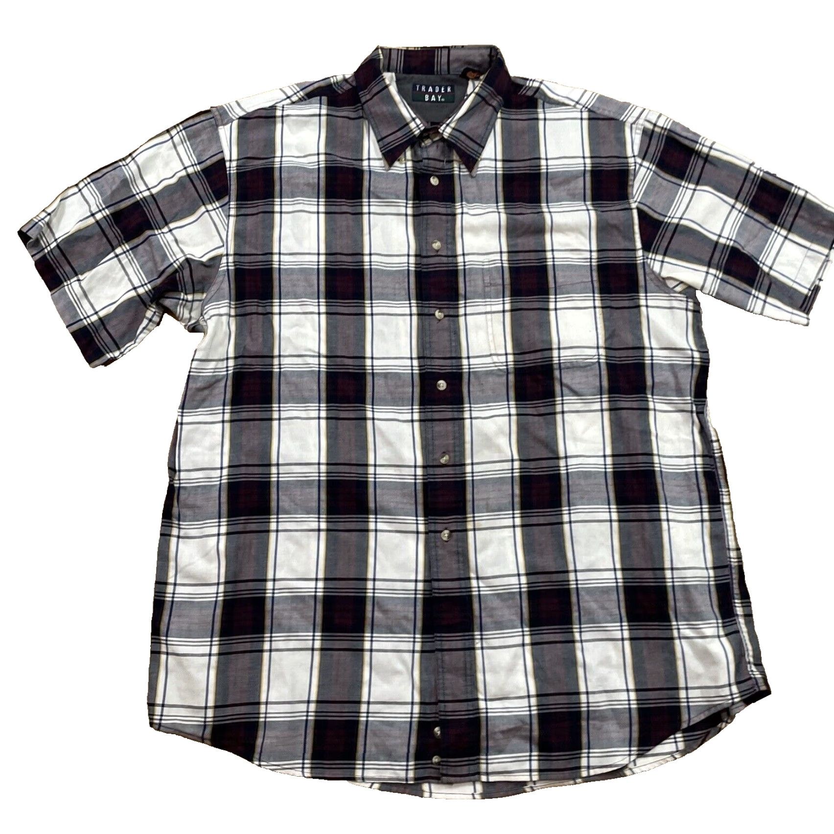 Vintage VINTAGE Trader Bay Button-Up Shirt Men XLT Purple Gray Plaid Outdoor Oxford XL Tall Size US XL / EU 56 / 4 - 2 Thumbnail
