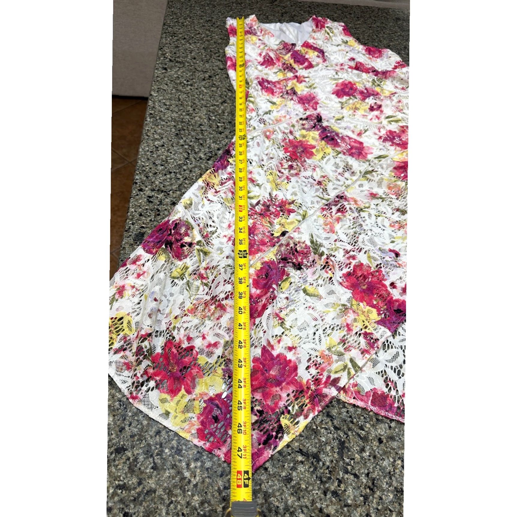 Vintage Taylor Dress Plus 20W Pink Floral V-Neck Midi A-Line Sleeveless Handkerchief Hem Y2K Garden Fairy Date Women1000 Size 3XL / US 20-22 - 6 Thumbnail